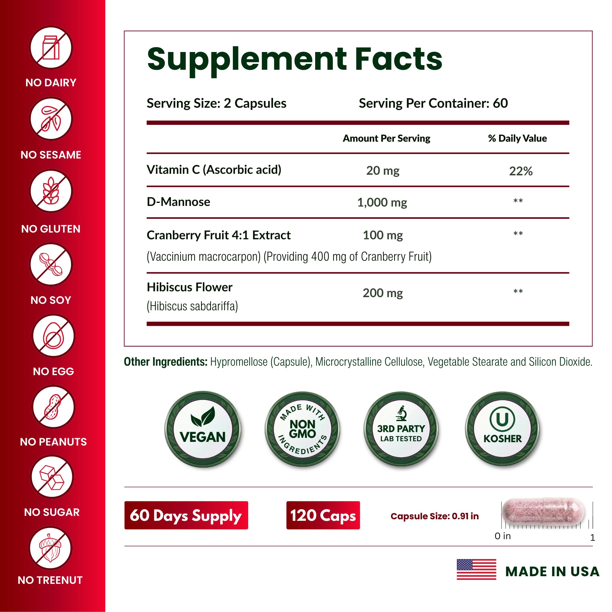 ForestLeaf D Mannose Supplements for Women & Men - D-Mannose 1000mg Capsules with Cranberry, Hibiscus & VIT C - DMannose Pills for UTI ForestLeaf buy supplements canada
