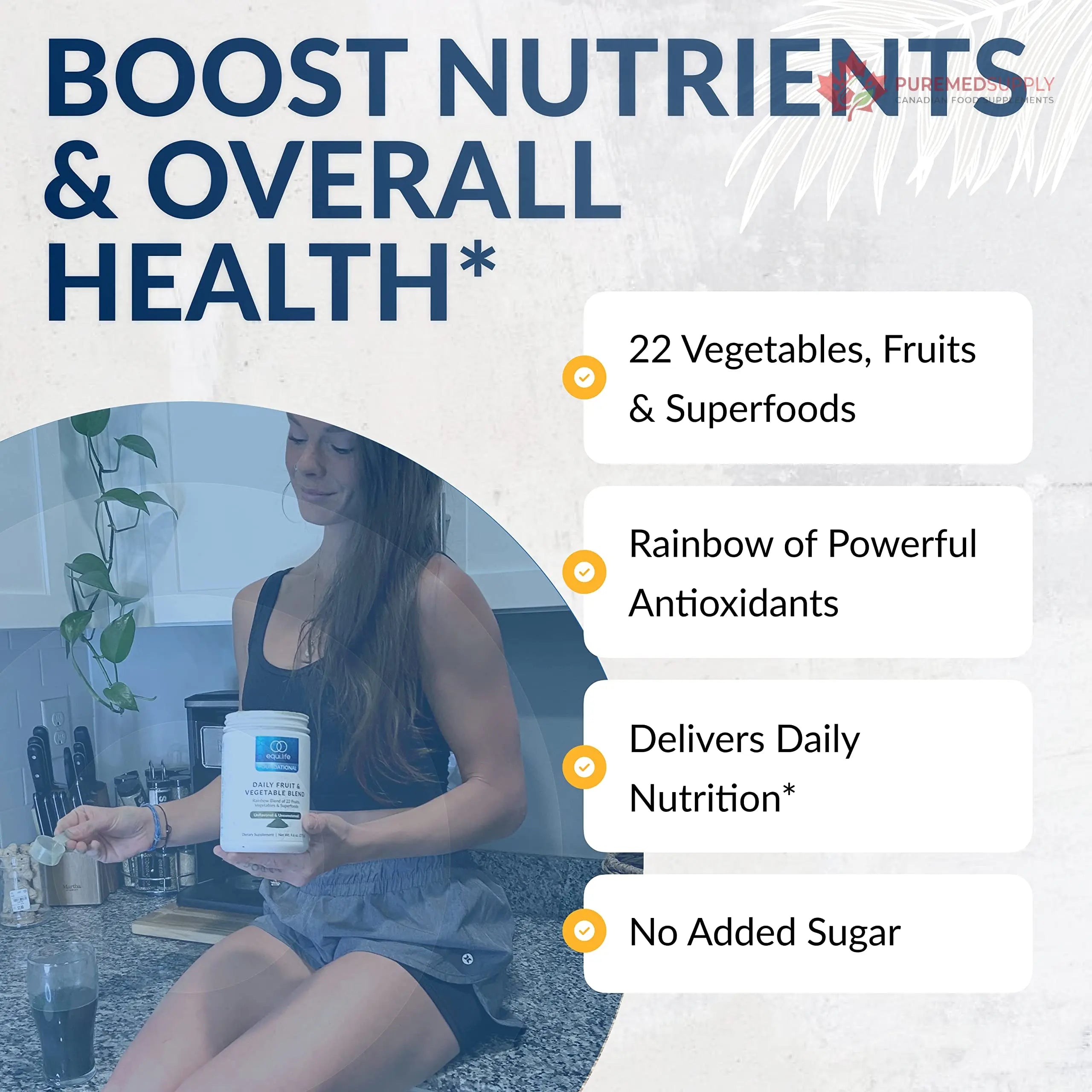 Equilife Daily Fruit & Vegetable Blend, Superfood Antioxidant Supplement, Crisp Apple Flavor with Vitamin C, Fiber, and 9 Essential Amino Acids, Supports Energy, Low Sugar, Vegan, 30 Servings Tub Equilife buy supplements canada