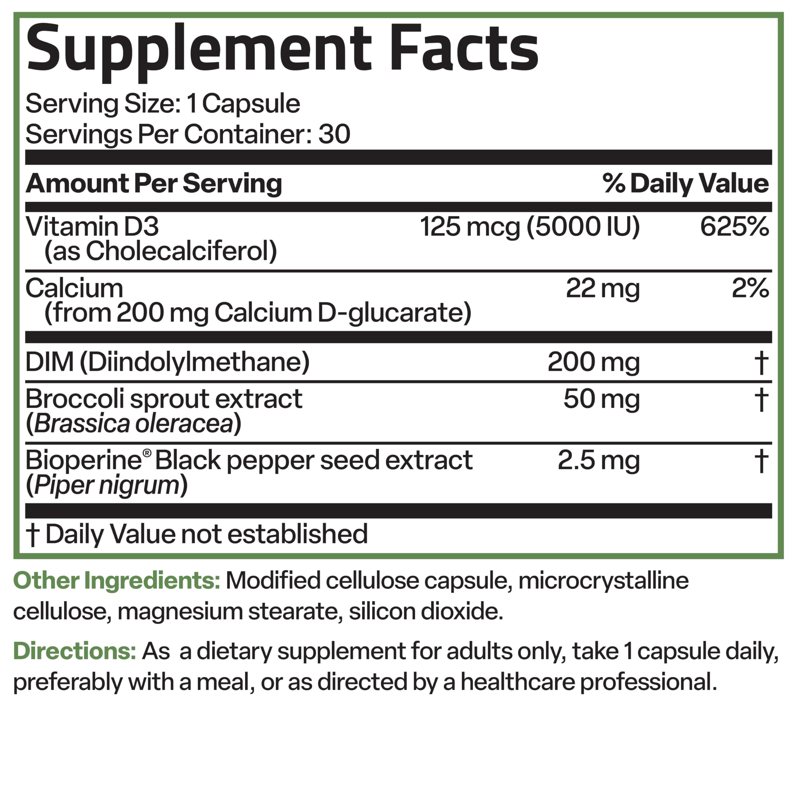 Bronson DIM Balance+ Calcium D-Glucarate, Broccoli Sprouts and Vitamin D3 200 MG of DIM per Capsule Supports Estrogen Metabolism and Balanced Hormone Levels Non-GMO, 30 Vegetarian Capsules Bronson buy supplements canada