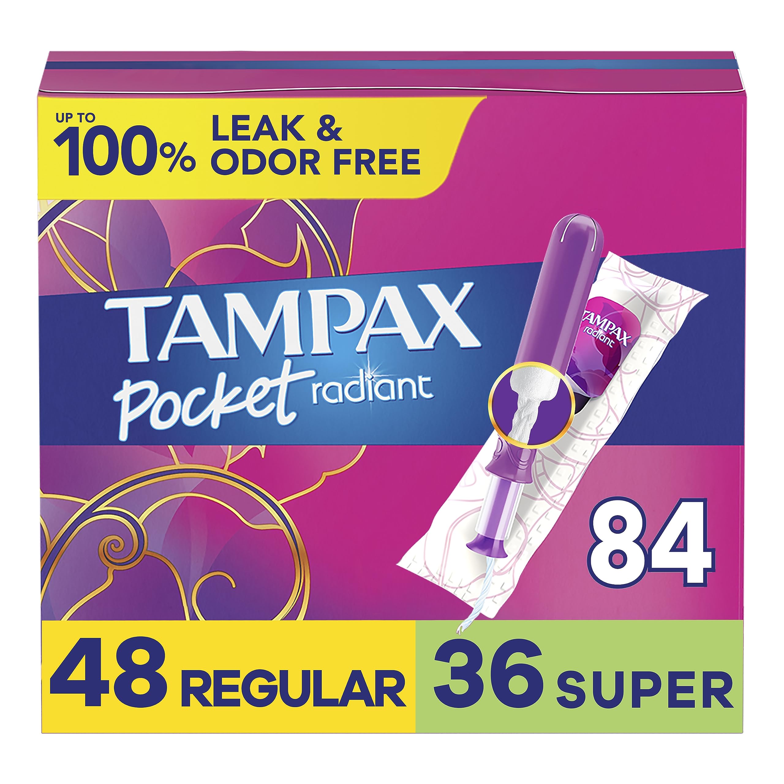 Tampax Pocket Radiant Compact Tampons Multi Pack, Regular/Super Absorbency with BPA-Free Tampax buy supplements canada