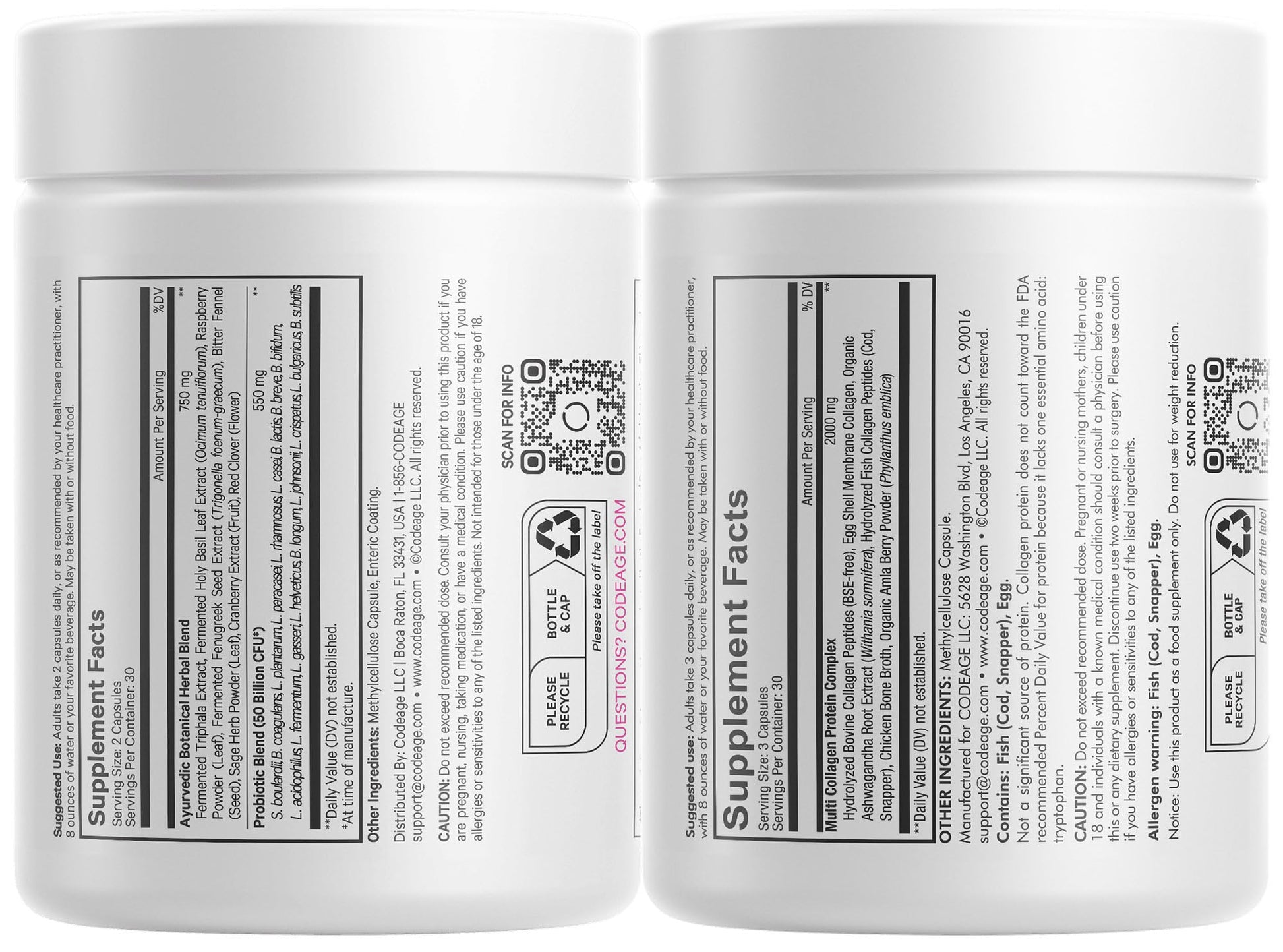 Codeage Multi Collagen Protein Capsules & Probiotics for Women Bundle | Multi Collagen Pills, Collagen Types I, II, II, V & X, 90 Count | Prebiotics & Probiotics for Women - Soy & Dairy Free, 60 Count Codeage buy supplements canada