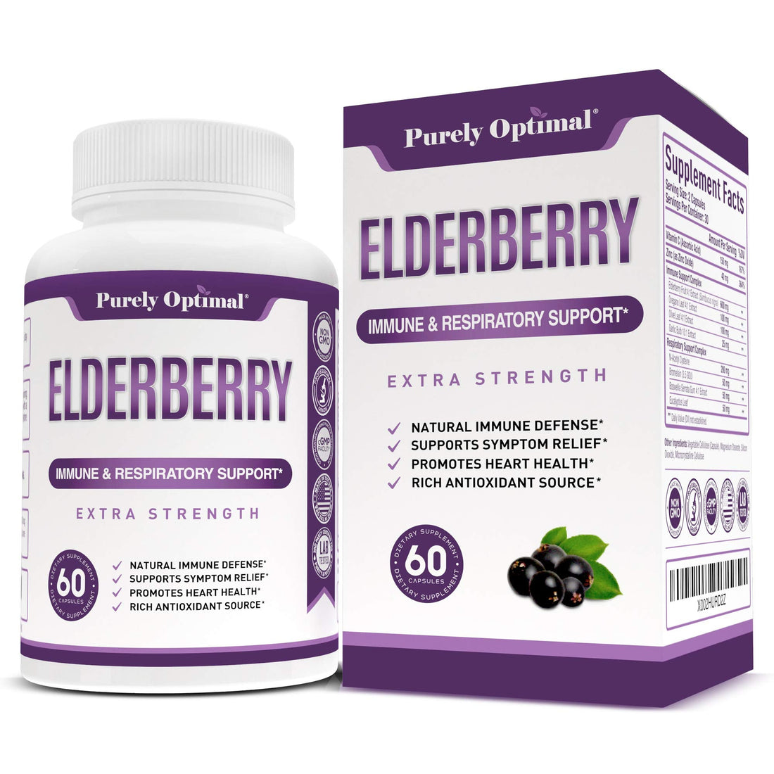 Purely Optimal Premium Black Elderberry Capsules - Sambucus Elderberry Pills for Adults Purely Optimal buy supplements canada