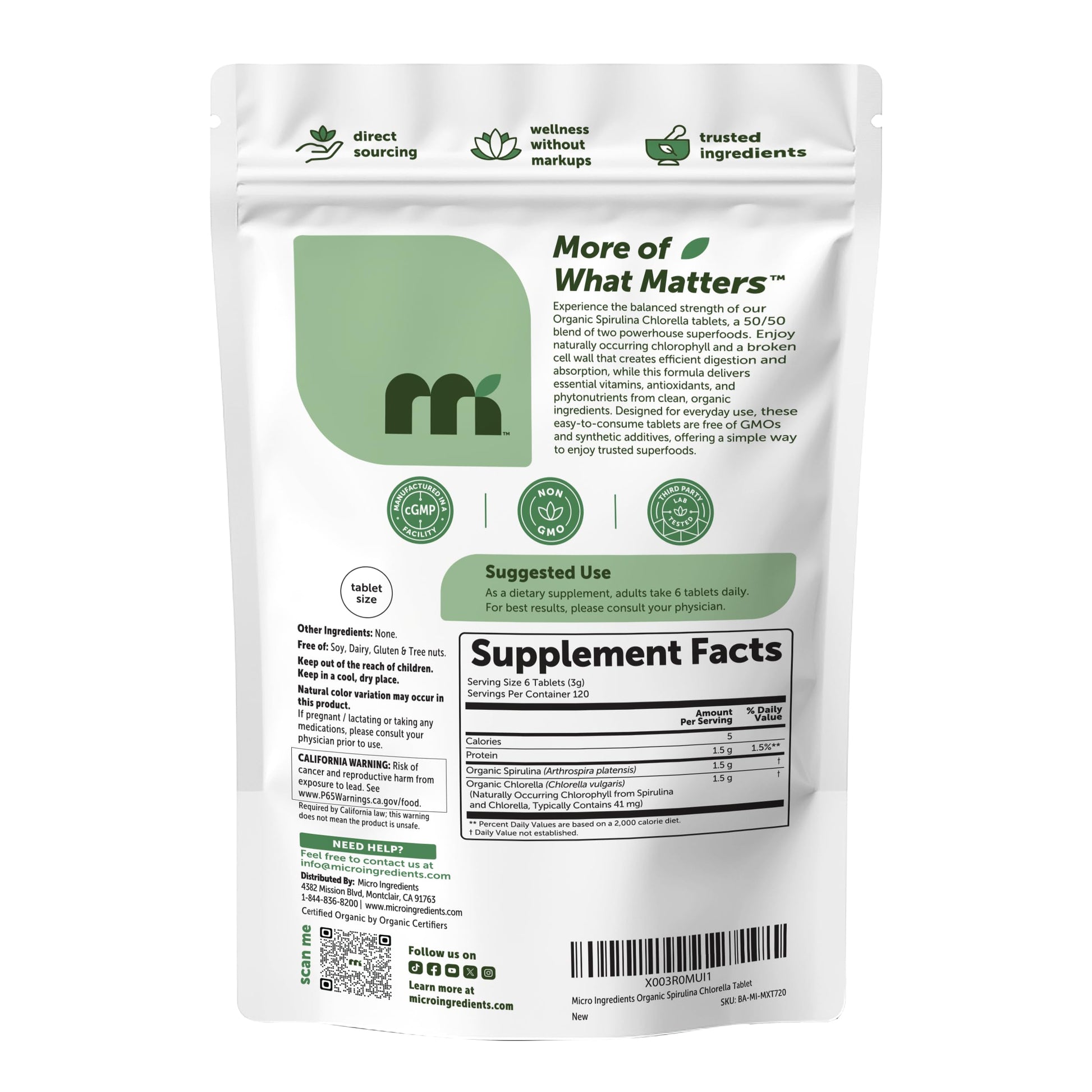 Micro Ingredients Organic Spirulina Chlorella Tablets, 720 Count | 4 Month Supply | 50/50 Algae Blend | Broken Cell Wall | Non-GMO, Filler Free Micro Ingredients buy supplements canada