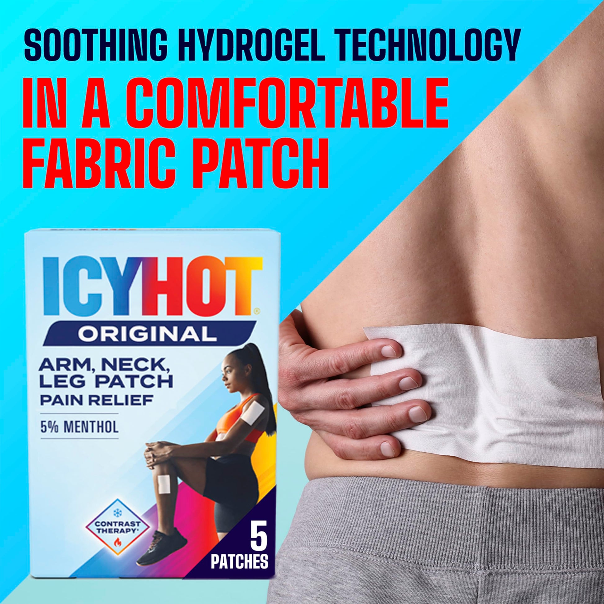 Icy Hot Original Pain Relief Patch, Medium Size Fabric Patches for Arm, Neck and Leg with Menthol 5%, Ice and Heat Contrast Therapy for Backaches, Joints, Muscle Strains and Arthritis, 5 ct. Icy Hot buy supplements canada