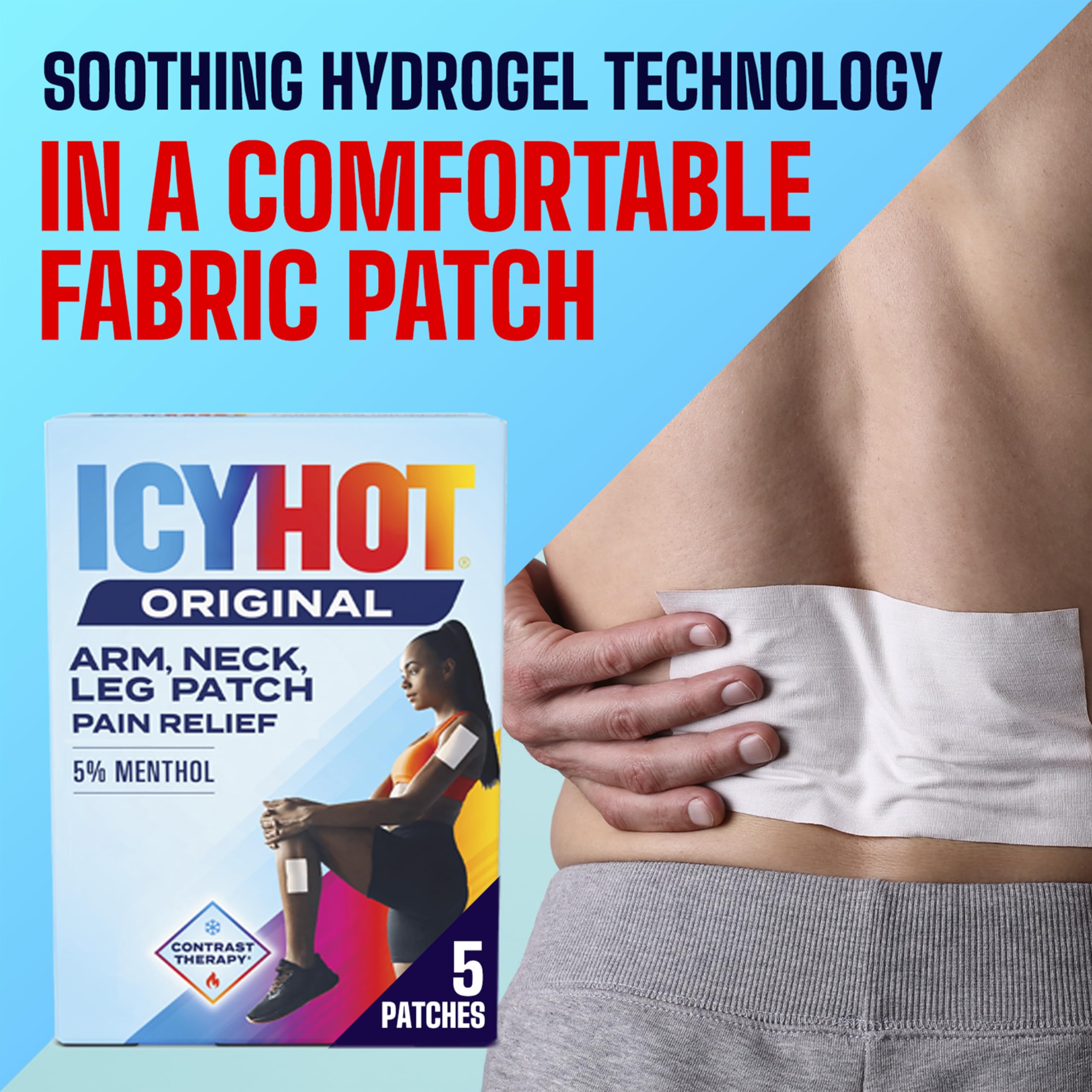 Icy Hot Original Pain Relief Patch, Medium Size Fabric Patches for Arm, Neck and Leg with Menthol 5%, Ice and Heat Contrast Therapy for Backaches, Joints, Muscle Strains and Arthritis, 5 ct. Icy Hot buy supplements canada