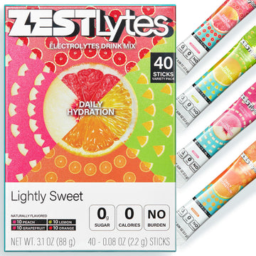 ZestLytes 40 Sticks Low Sodium Sugar Free & 0 Calorie Electrolyte Hydration Packets, Lightly Sweet Electrolyte Powder Drink Mix, Liquid Daily IV Flavors | Lemon Orange Peach Grapefruit ZestLytes buy supplements canada