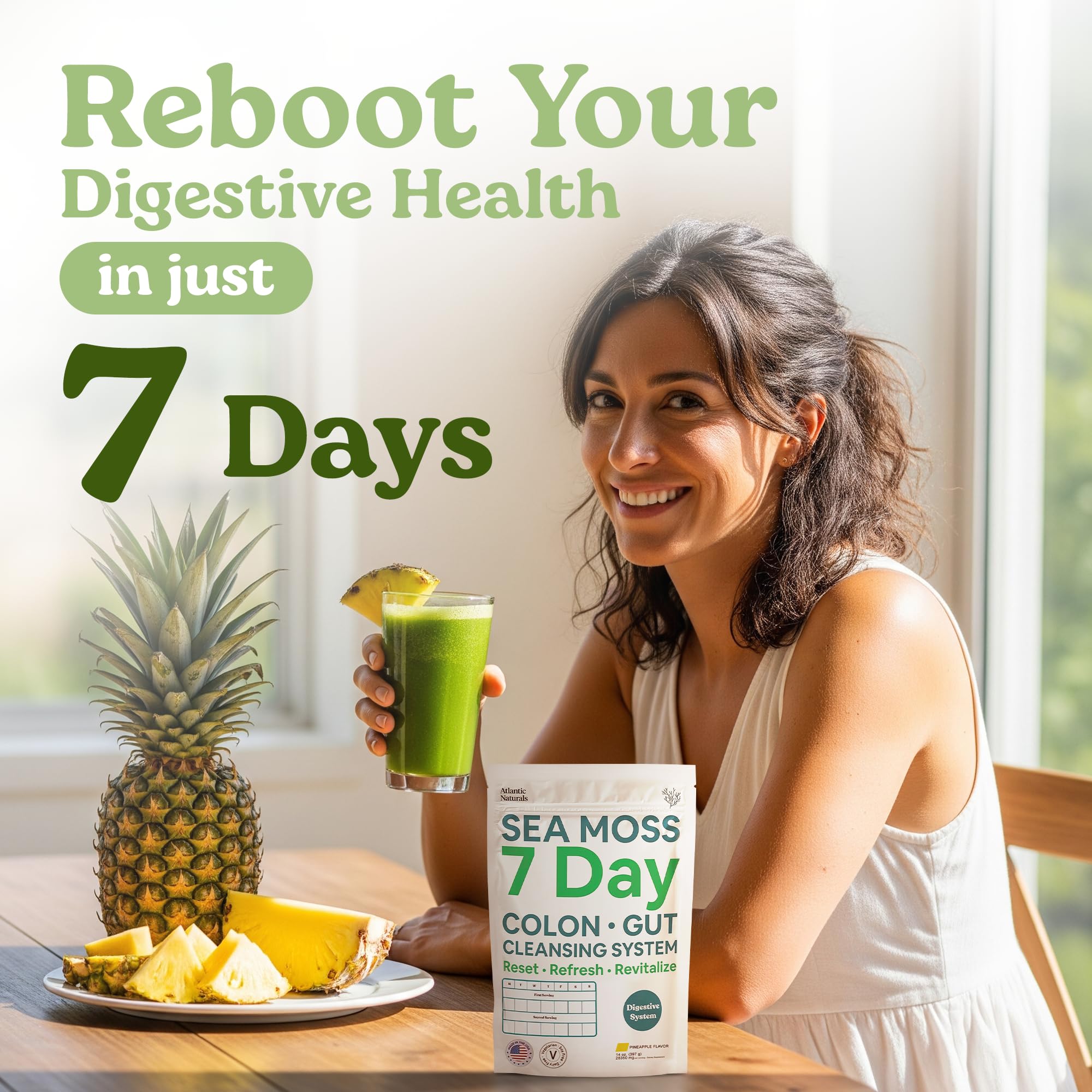 Atlantic Naturals Sea Moss 7-Colon Cleanse Powder | Formulated with Psyllium Husk, Fiber, & Senna Powder | Supports Immune & Gut Health for Women & Men, Pineapple Flavor Drink Mix, 14 oz Atlantic Naturals buy supplements canada