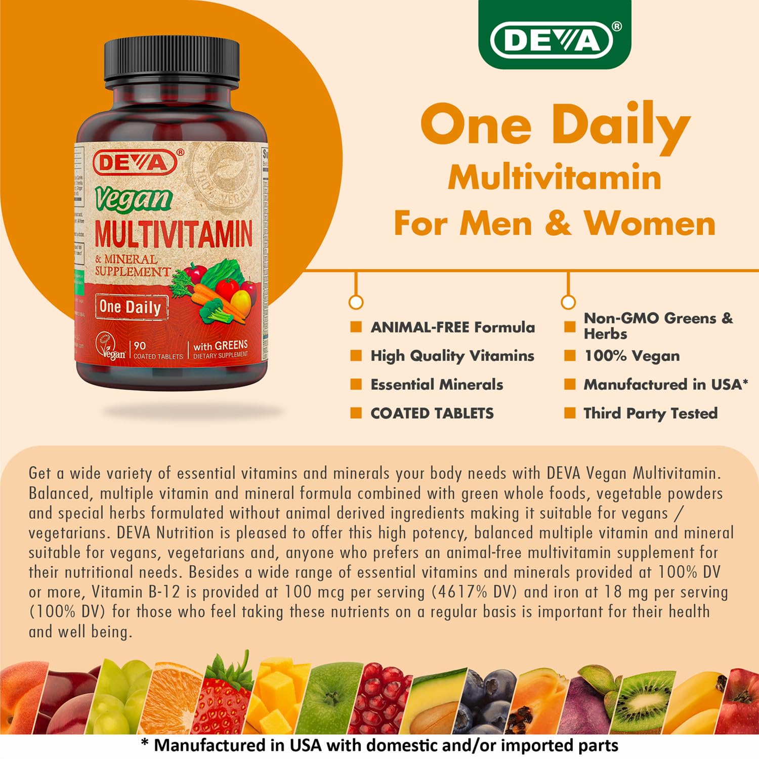 DEVA Vegan Multivitamin & Mineral Supplement with Iron 2-Pack, Spirulina, Chlorella, Ashwagandha, Broccoli & More, 90 Coated Tablets Each DEVA buy supplements canada