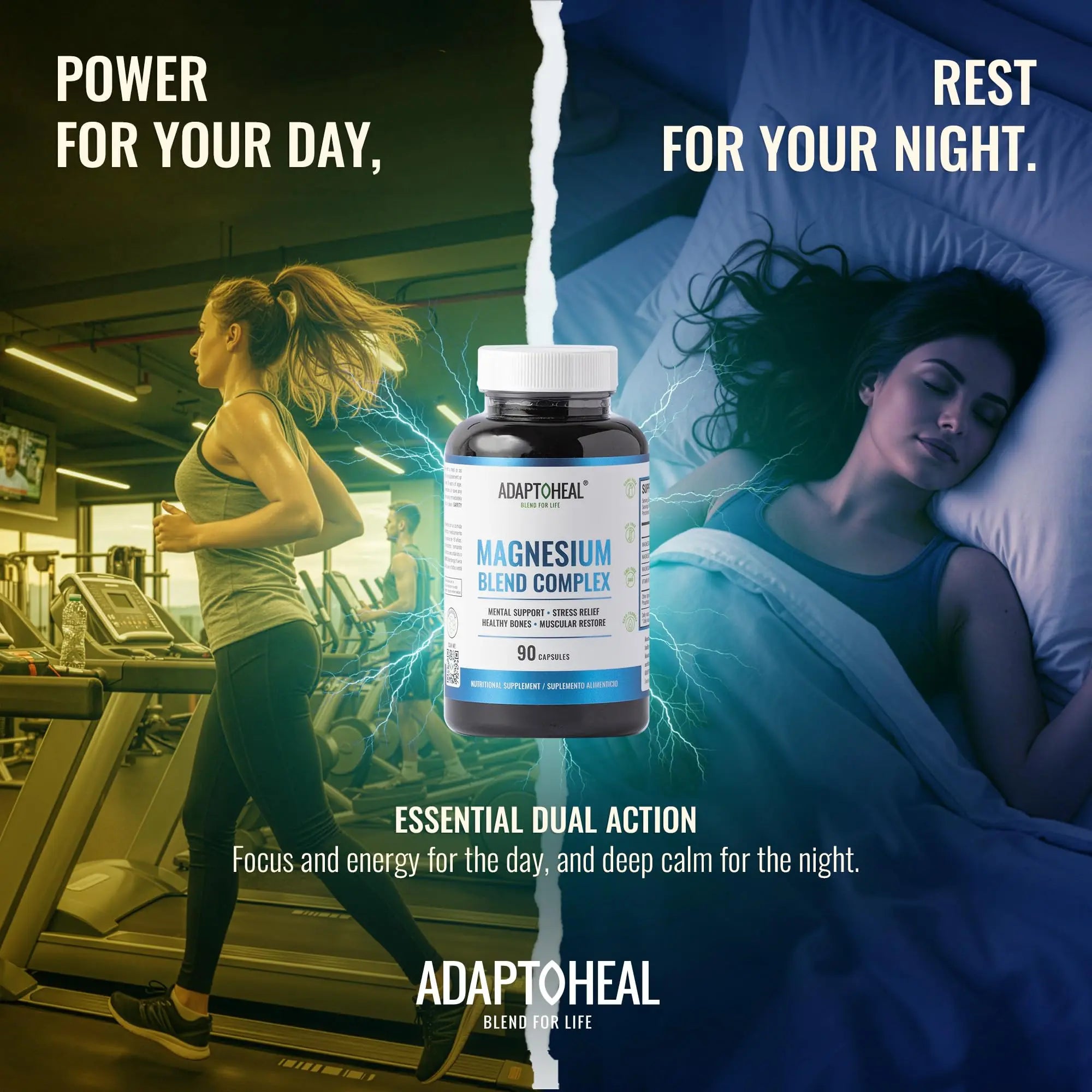 ADAPTOHEAL Magnesium Complex – Glycinate, Malate & Citrate with Vitamin B6, Sleep Support, Stress Relief, Muscle Relaxation, Nervous System Support – 90 Capsules ADAPTOHEAL buy supplements canada