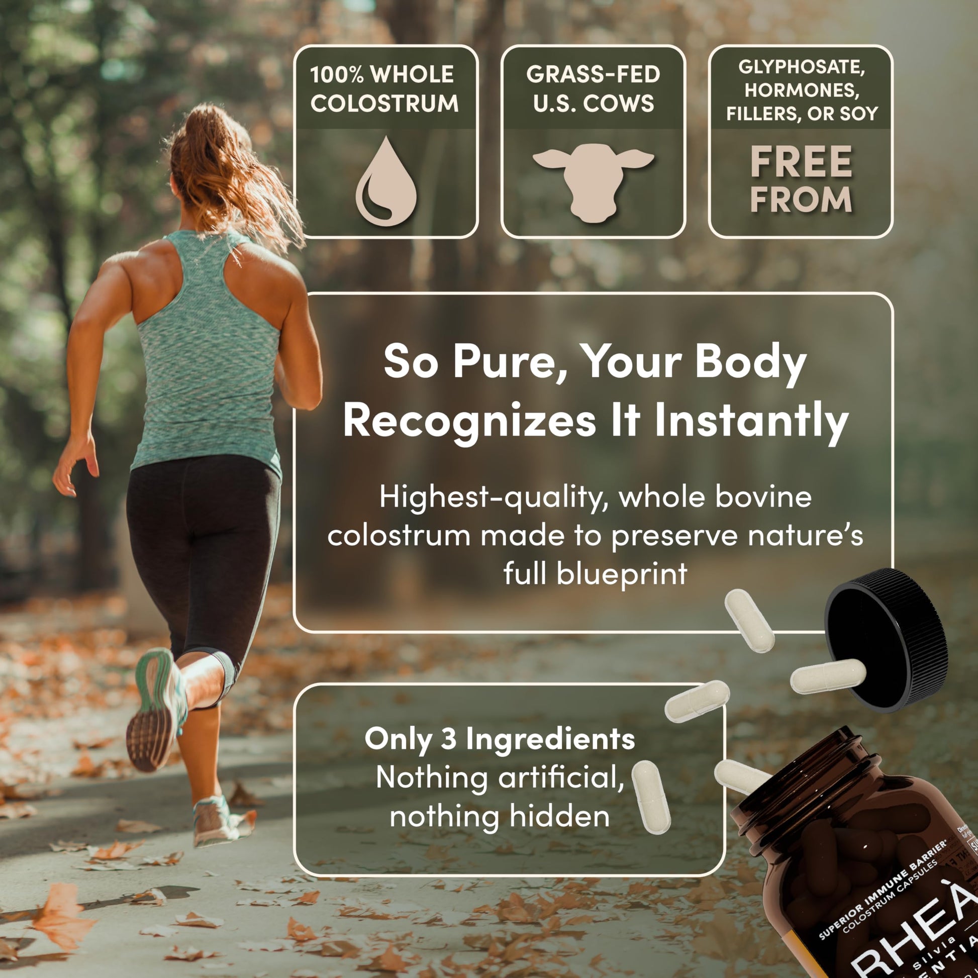 Rhea Bovine Colostrum Supplement for Women, Colostrum Capsules for Gut Health, Digestion, Bloating, Beauty, Immune Support, Bovine Colostrum for Humans, Colostrum Pills (60caps) RHEASILVIA buy supplements canada