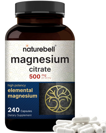 NatureBell Magnesium Citrate 500mg, 240 Capsules | High Purity Elemental Form NatureBell buy supplements canada