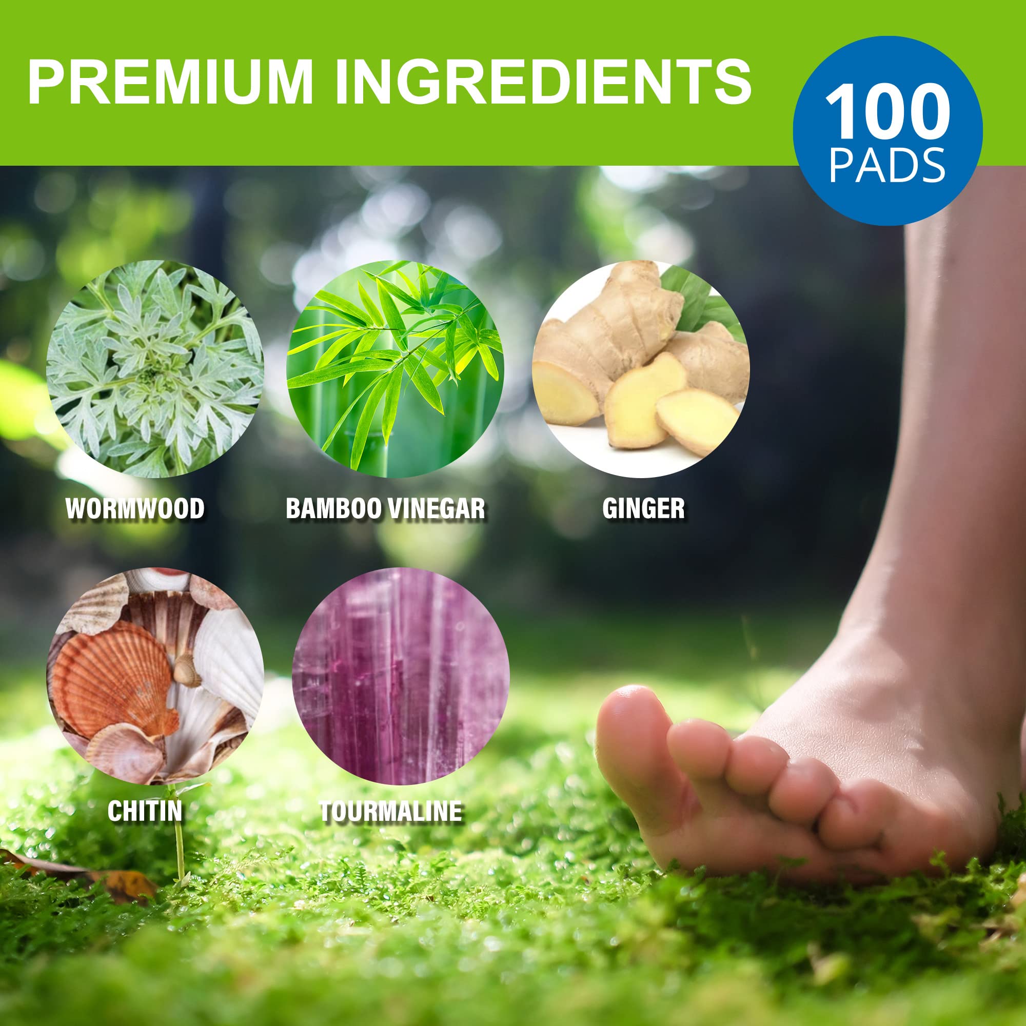 AOSORW 100 Pack Foot Pads, Ginger Oil Bamboo Charcoal Foot Pads, Foot Care Patch AOSORW buy supplements canada