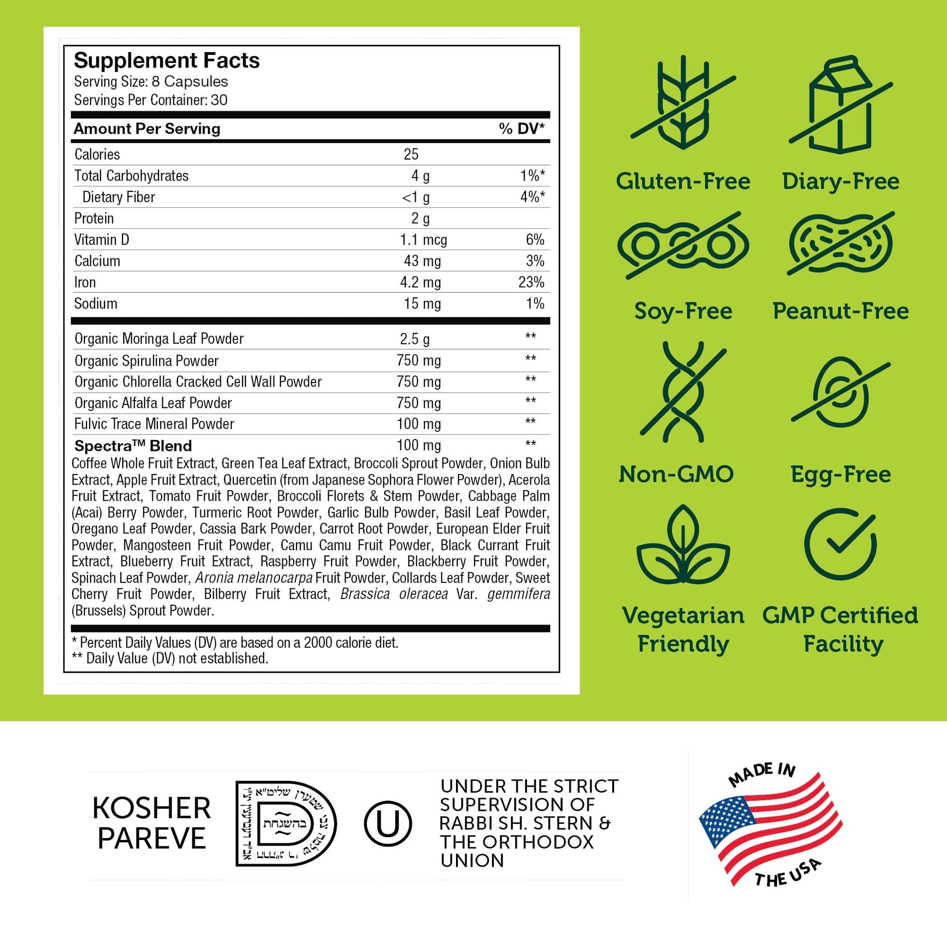Zahler Core Greens, Superfood Greens Capsules, Super Greens with Spirulina, Chlorella, Spectra Blend and More, Kosher, 240 Capsule (240 Capsules) Zahler buy supplements canada