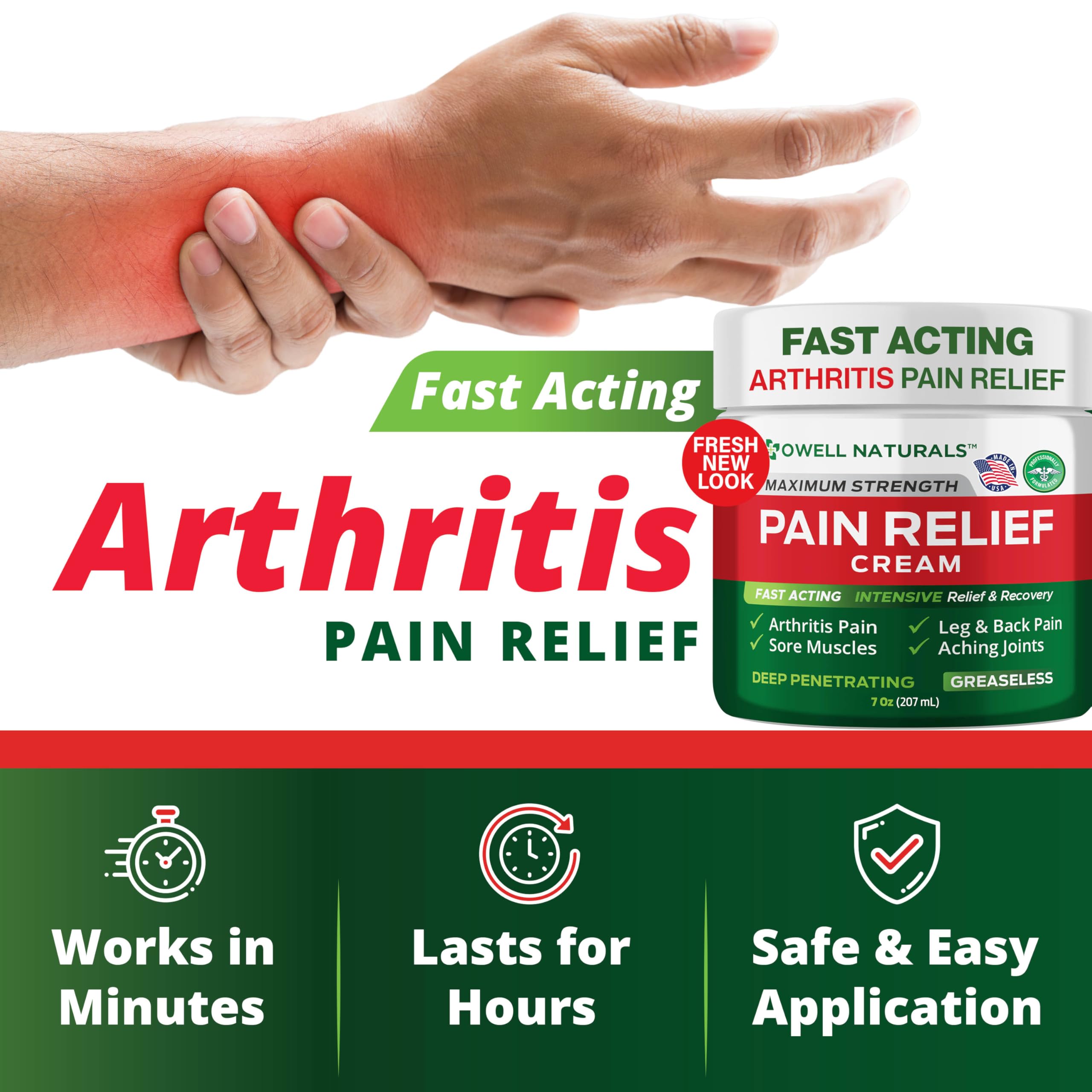 Owell Naturals Deep Penetrating Pain Relief Cream, Maximum Strength Formula for Joints & Muscles, Lower Back, Knees, Hands, Legs, Ankle – Fast Acting Comfort, 7 oz Owell Naturals buy supplements canada
