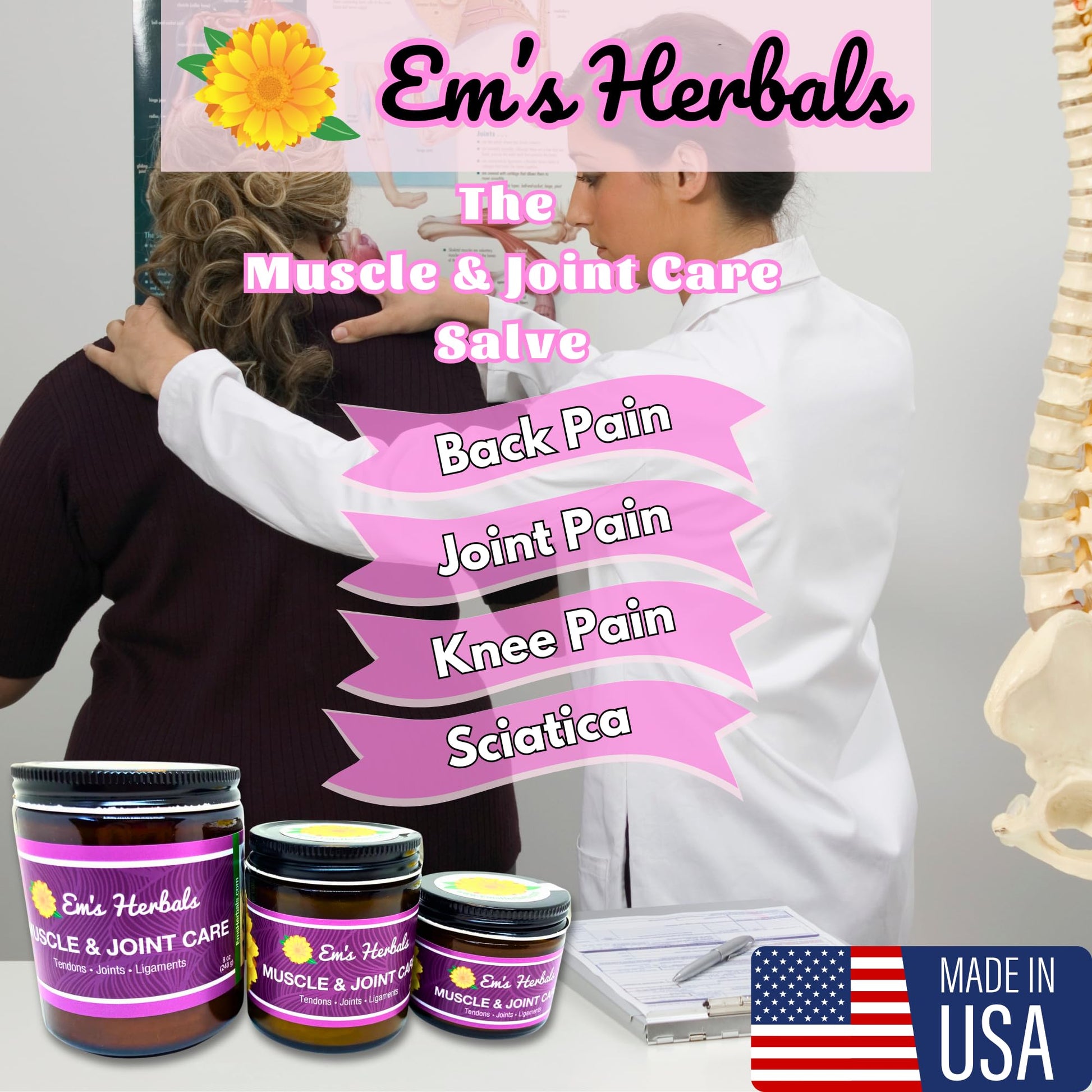 Em's Herbals, Muscle & Joint Care Arnica Salve - Amplified Arnica Salve Made with Menthol Crystals, and Effective Essential Oils to Penetrate Deep into Muscles, Joints, and Back Discomfort (2 oz) Em's Herbals buy supplements canada