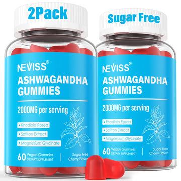 Ashwagandha Gummies, Magnesium Glycinate Gummies 2000mg for Adults, Vitamin B6, Zinc, Rhodiola Rosea, Lemon Balm, Relaxation Support, Natural Zzz, Brain, Muscle, Stamina, Energy, Sugar Free NEVISS buy supplements canada