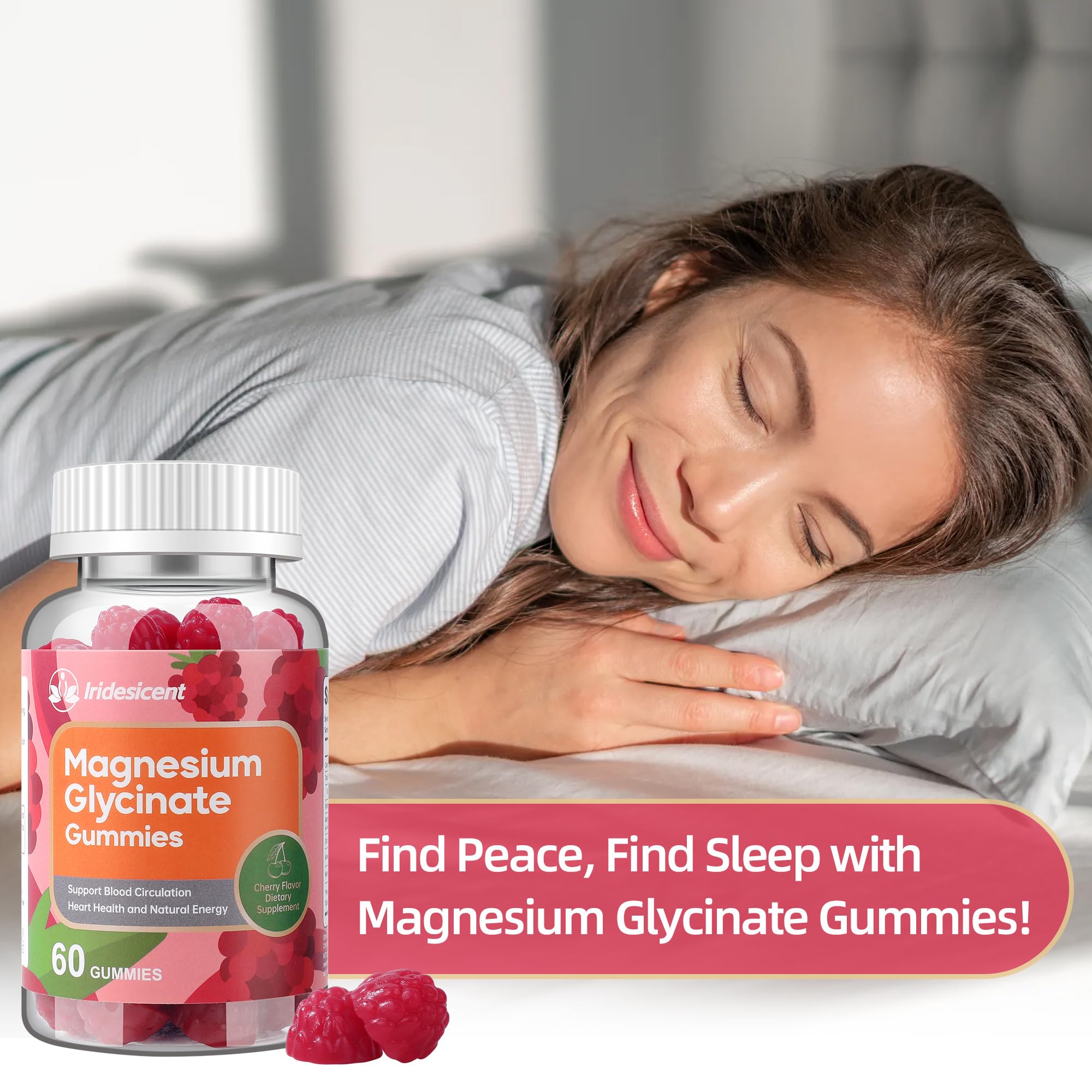 IRIDESICENT Magnesium Glycinate Gummies 400mg, Sugar Free Magnesium Supplement w/Ashwagandha, Zinc, Vegan Magnesium Glycinate Supplement for Adults - 120 Cherry Gummies IRIDESICENT buy supplements canada