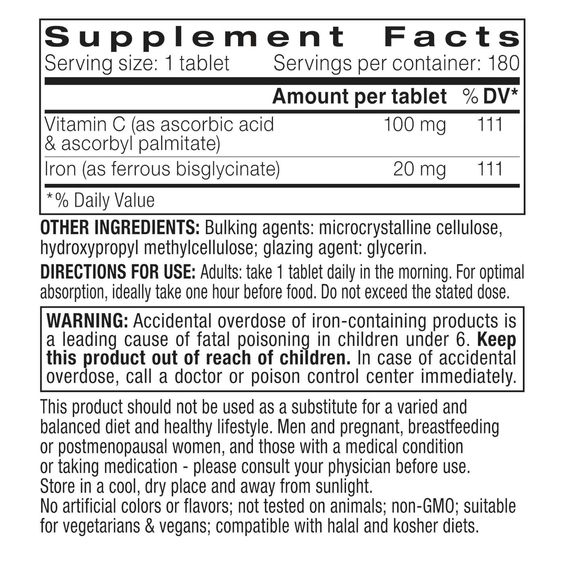 Igennus Clean Iron Bisglycinate 20mg, Vitamin C, 6 Month Supply, Gentle Chelated High Absorption Formula & Targeted Release Ferrous Bisglycinate Igennus Healthcare Nutrition buy supplements canada