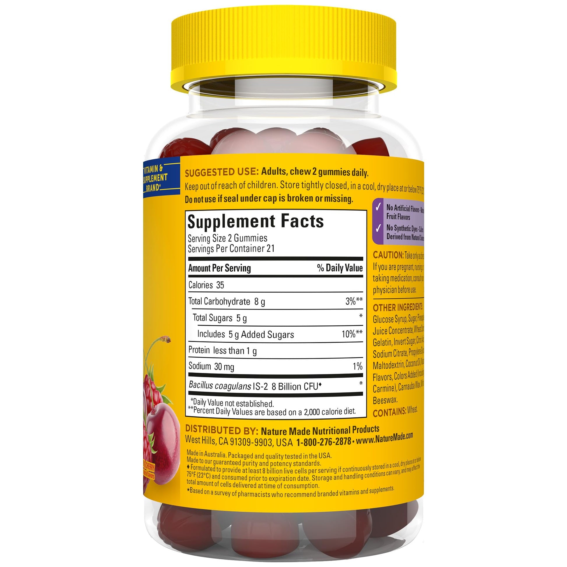 Nature Made Probiotics Extra Strength Dosage, Probiotics for Women and Men 8 Billion CFU per 2 Gummies, 42 Probiotic Gummies, 21 Day Supply Nature Made buy supplements canada