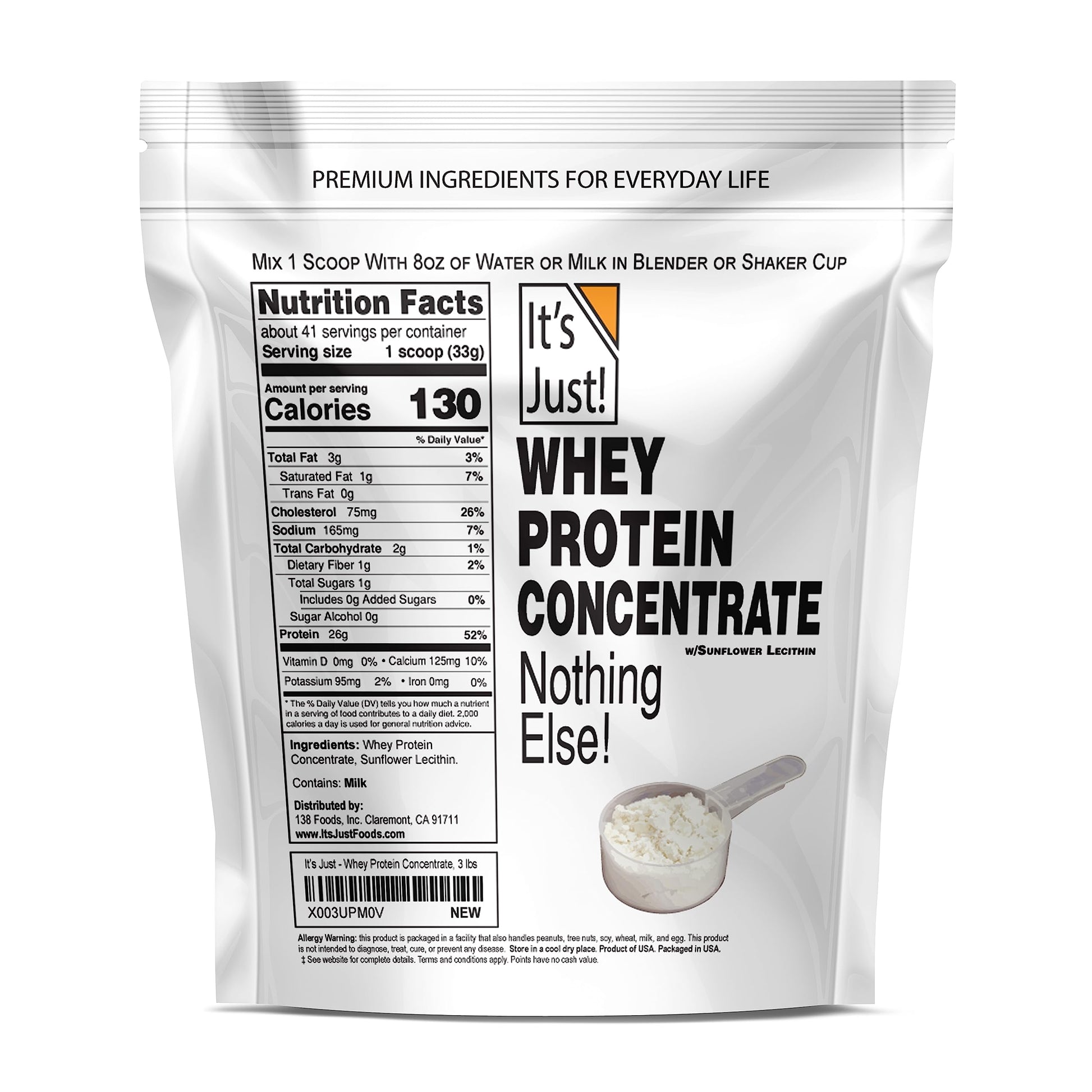 It's Just! - 100% Whey Protein Concentrate, Made in USA, Premium WPC-80, No Added It's Just! buy supplements canada