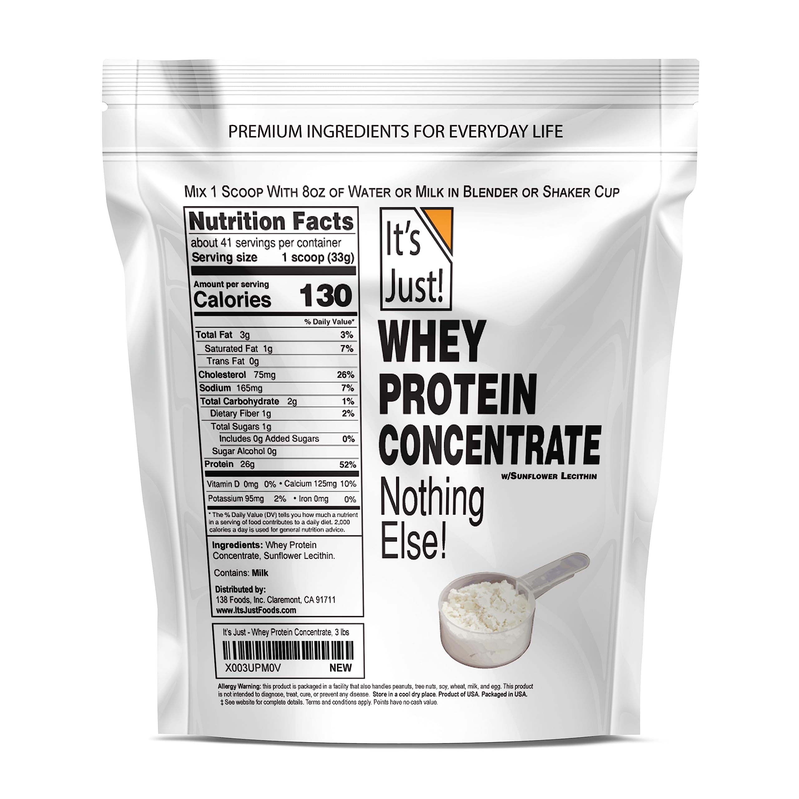 It's Just! - 100% Whey Protein Concentrate, Made in USA, Premium WPC-80, No Added It's Just! buy supplements canada