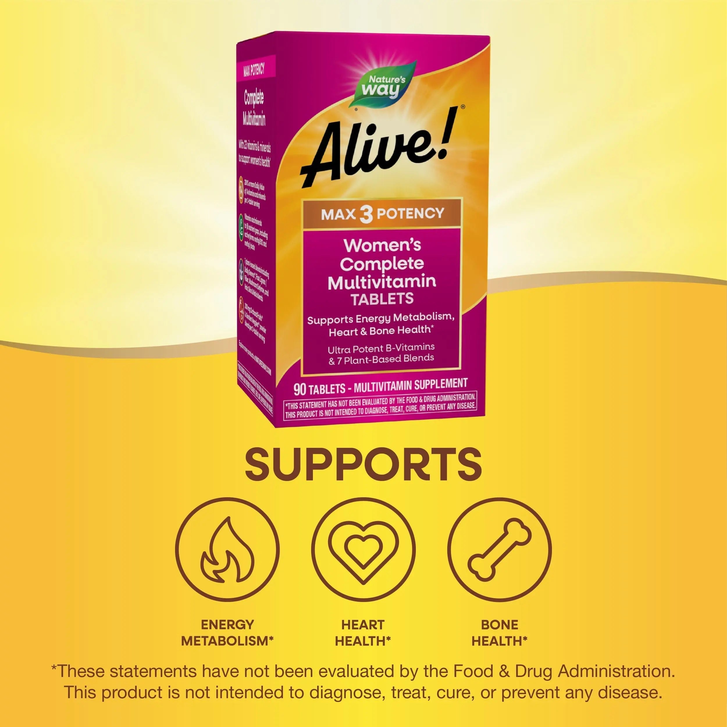 Nature's Way Alive! Max3 Daily Women's Multivitamin, Food-Based Blends (1,130mg per serving) and Antioxidants, 90 Tablets Nature's Way buy supplements canada