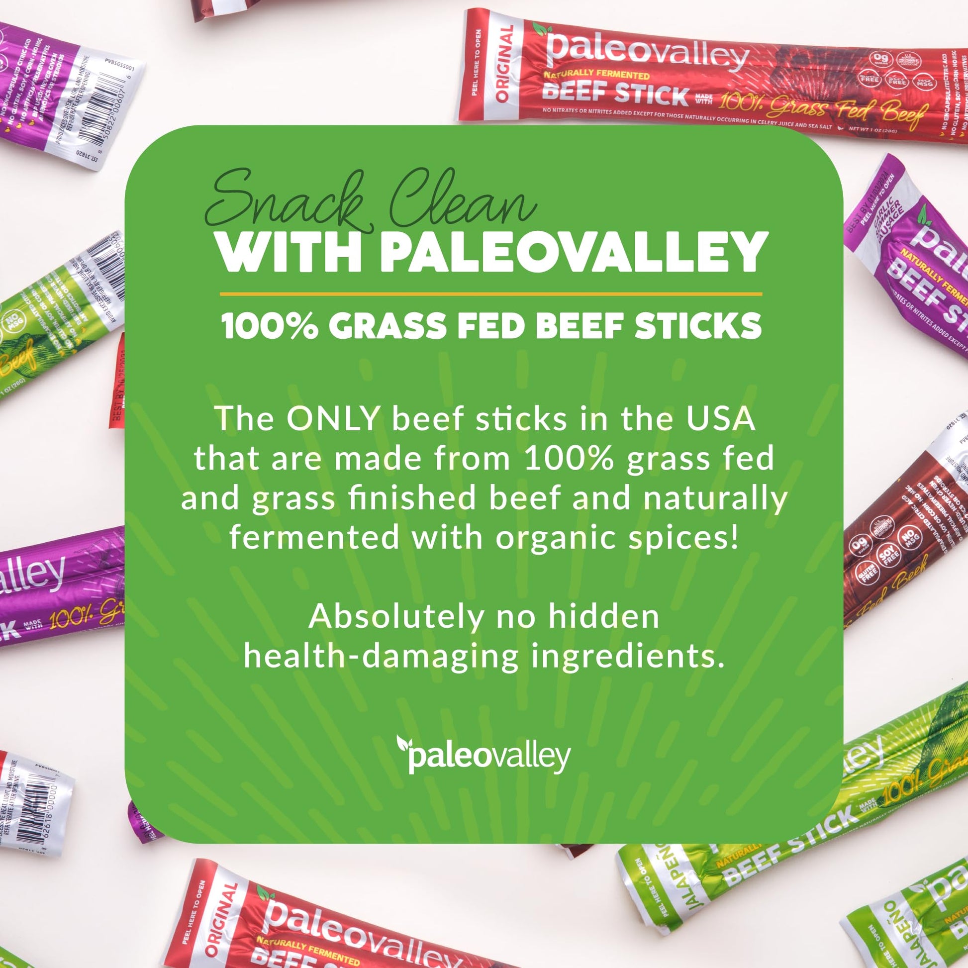 Paleovalley 100% Grass Fed Beef Sticks - Delicious Gluten Free Beef Snack - High Protein Keto Friendly, 40 Count Variety Pack Paleovalley buy supplements canada