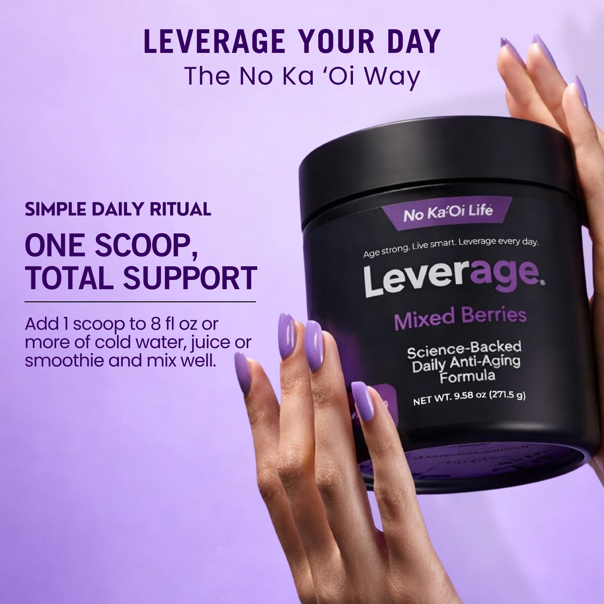 Leverage Mixed Berries Anti–Aging Supplement & Longevity Mix - Daily Wellness Multivitamin Powder with Hyaluronic Acid, L-Glycine & Magnesium for Skin, Energy, Cognitive Function & Joint–30 Servings Leverage buy supplements canada