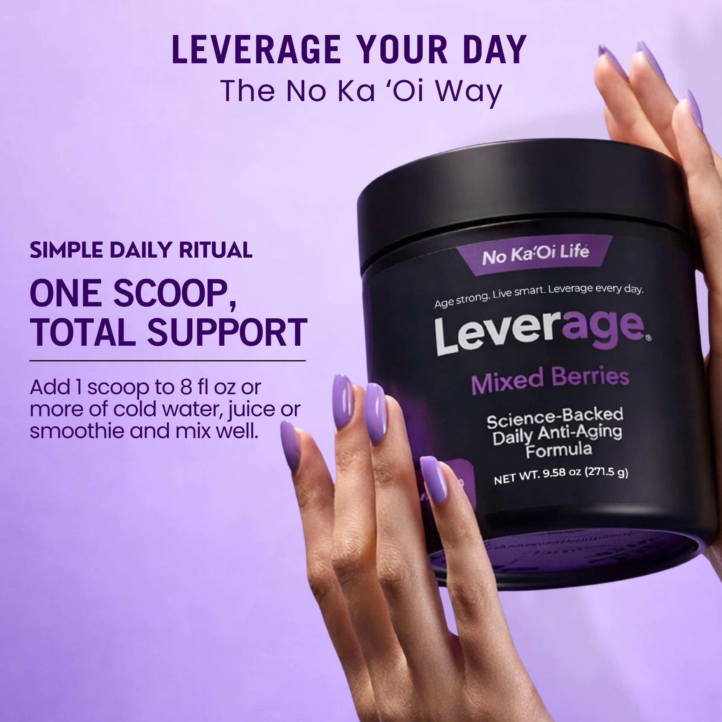 Leverage Mixed Berries Anti–Aging Supplement & Longevity Mix - Daily Wellness Multivitamin Powder with Hyaluronic Acid, L-Glycine & Magnesium for Skin, Energy, Cognitive Function & Joint–30 Servings Leverage buy supplements canada