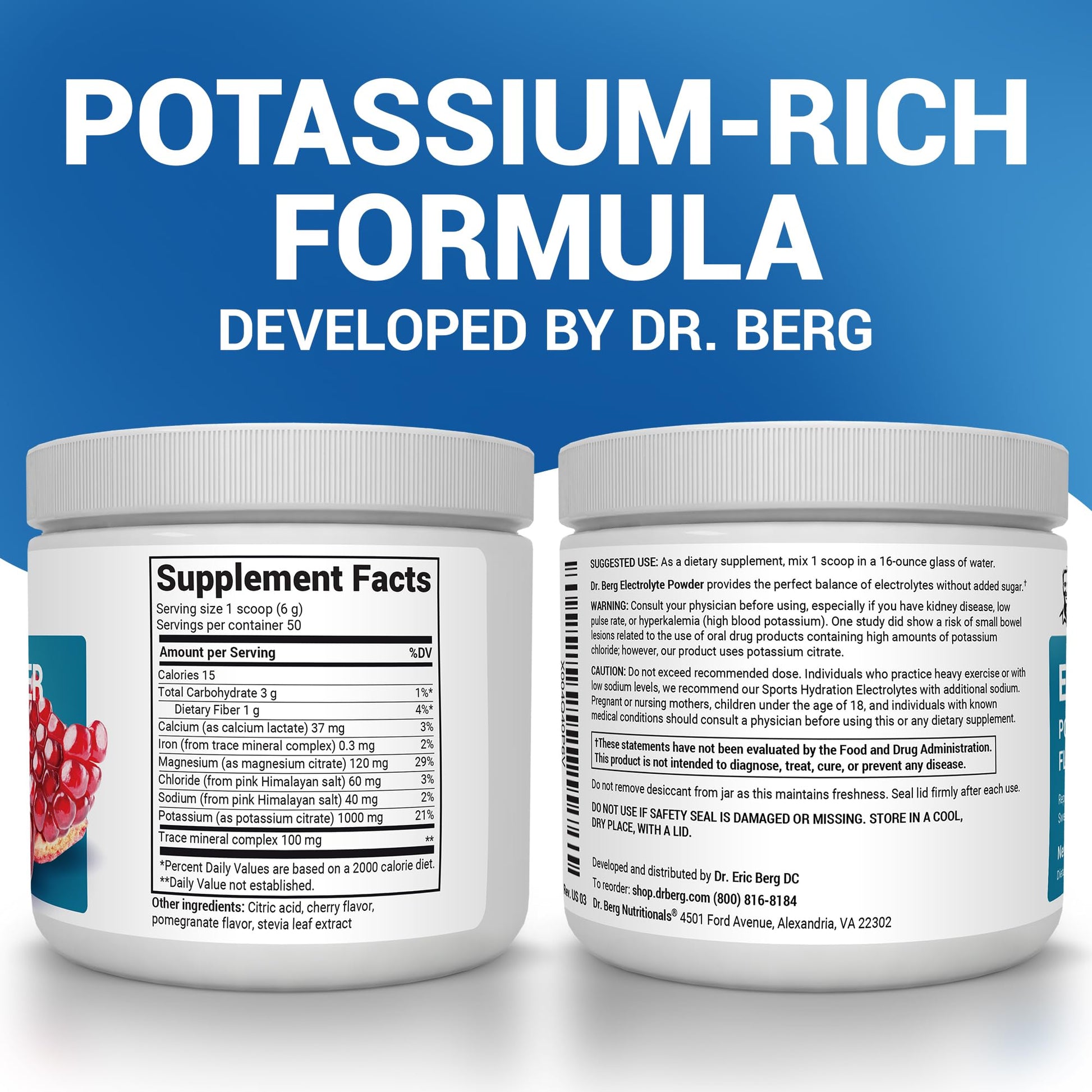 Dr. Berg Zero Sugar Hydration Keto Electrolyte Powder - Enhanced w/ 1000 mg of Potassium & Real Pink Himalayan Salt (NOT Table Salt) Dr. Berg Nutritionals buy supplements canada