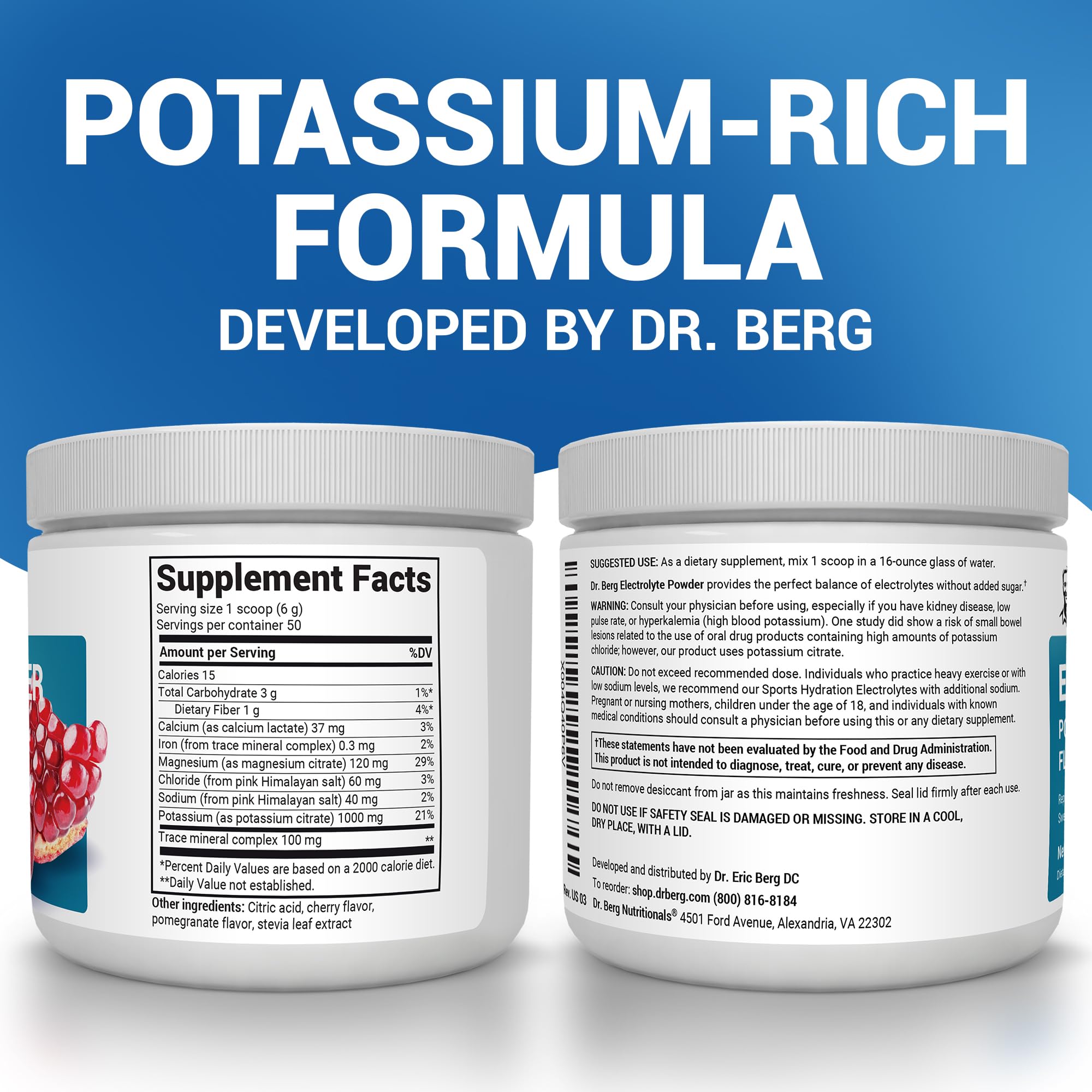 Dr. Berg Zero Sugar Hydration Keto Electrolyte Powder - Enhanced w/ 1000 mg of Potassium & Real Pink Himalayan Salt (NOT Table Salt) Dr. Berg Nutritionals buy supplements canada