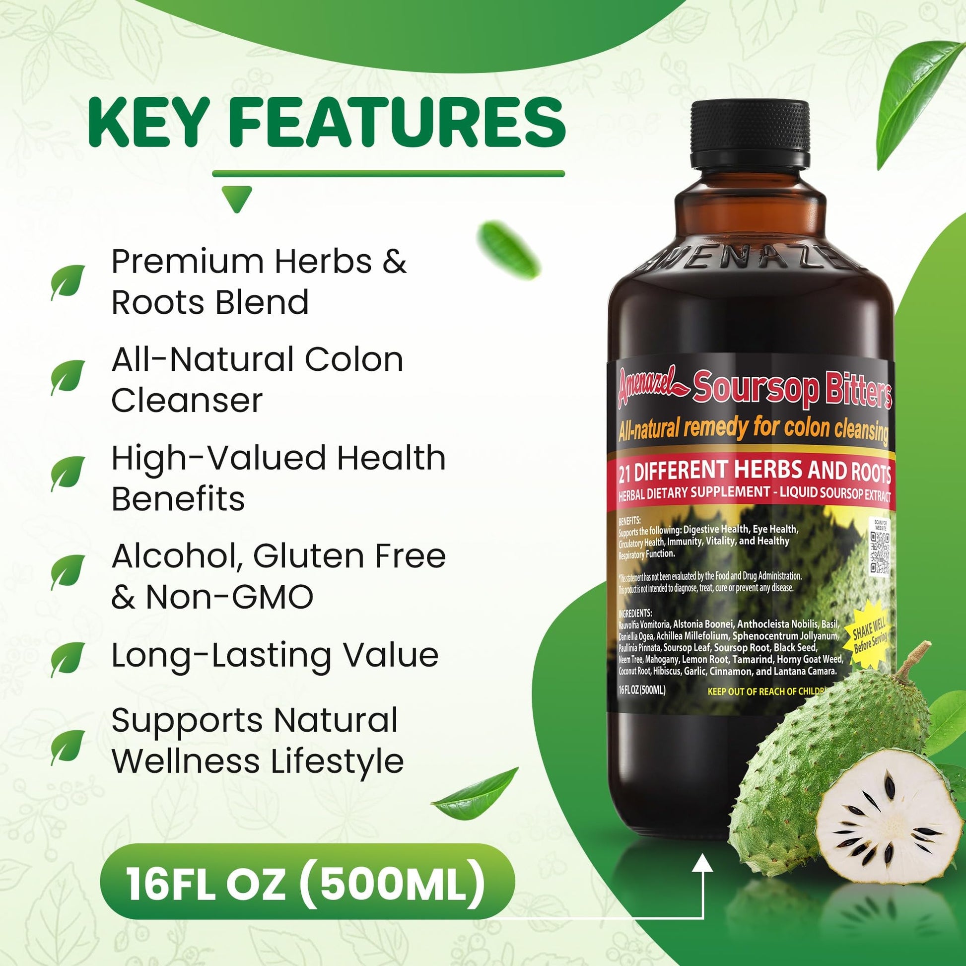 Amenazel Organic Soursop Bitters, 16 fl oz Amenazel buy supplements canada