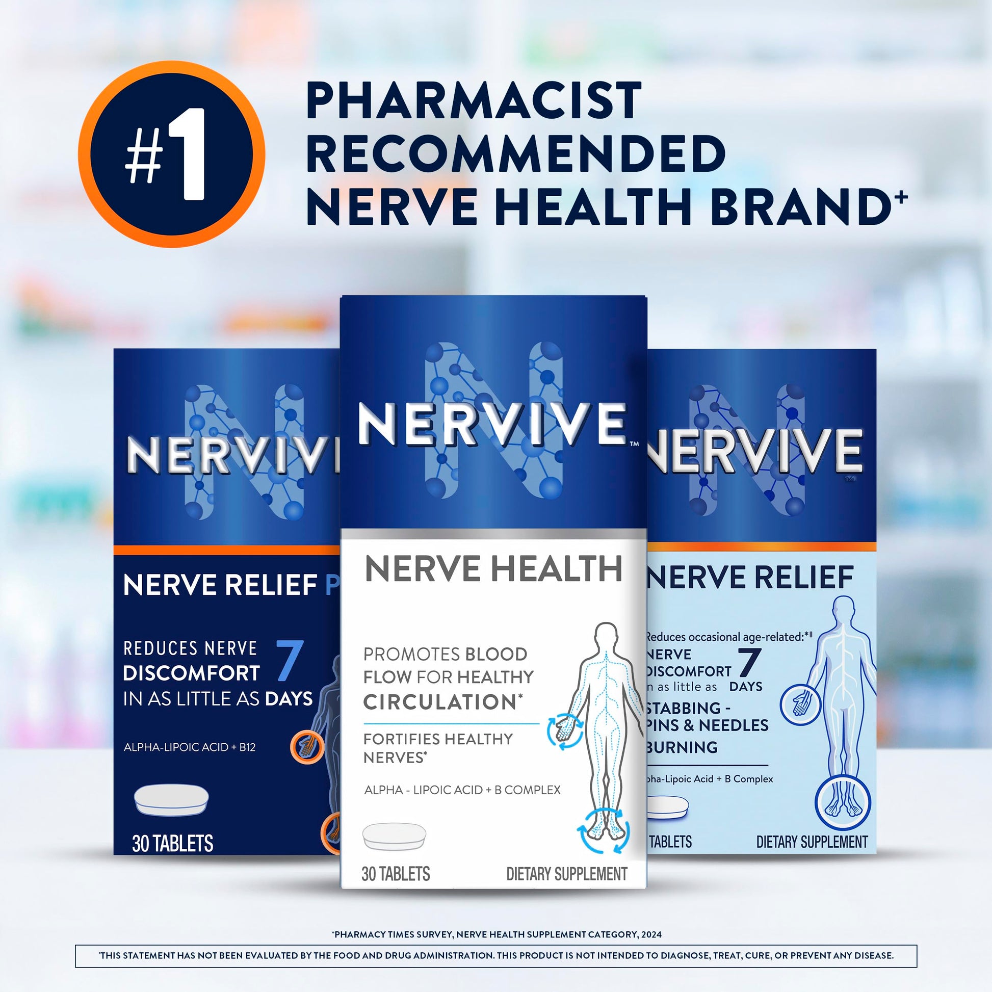 Nervive Nerve Health, Alpha Lipoic Acid, Fortify Nerve Health, Healthy Nerve Function, Healthy Blood Circulation, Supplement, Tablet, 60 Tablets Nervive buy supplements canada