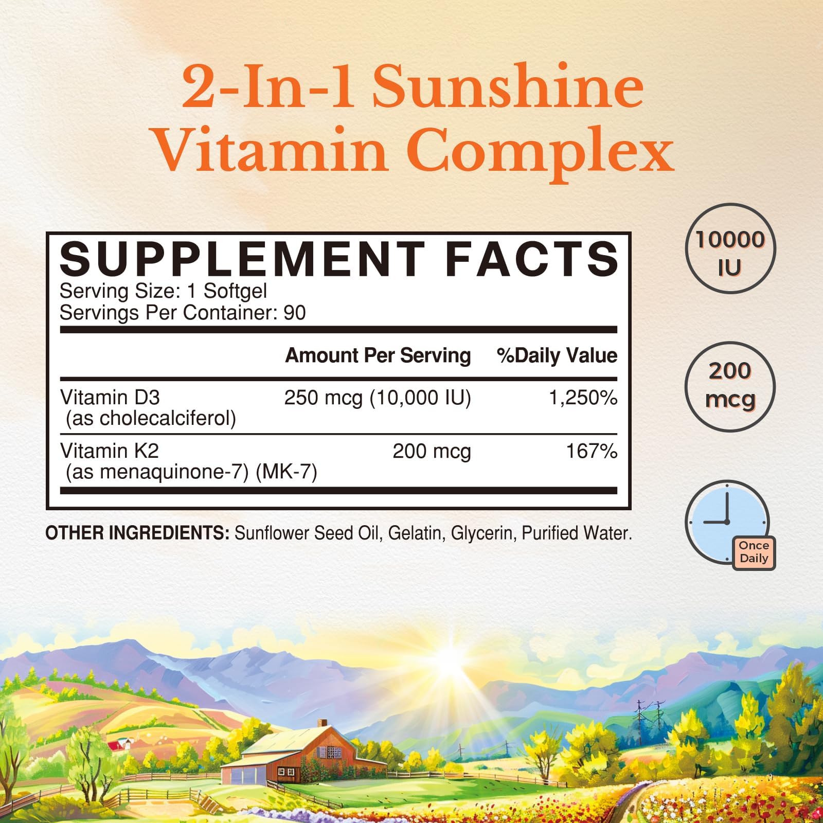Vitalitown Vitamin D3 K2 Supplement, Vitamin D3 10000 IU Vitamin K2 (MK7) 200 mcg, 90 Softgels, Non-GMO, No Gluten & Soy Vitalitown buy supplements canada