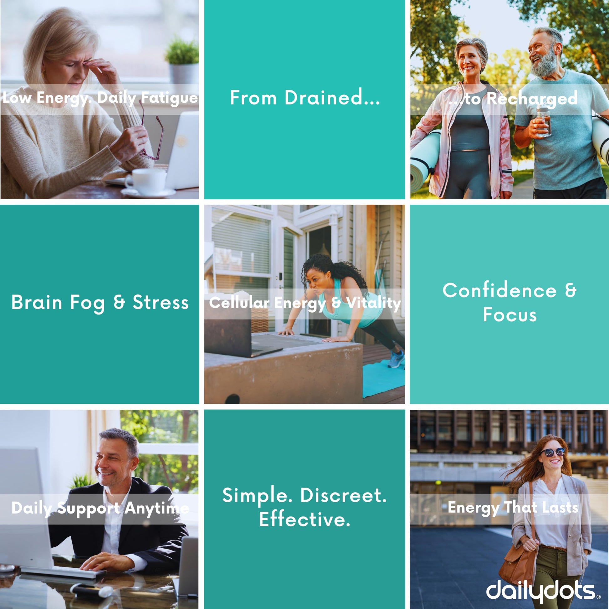 Daily Dots NAD+ Patches | Energy, Healthy Aging & Wellness Support | 12 Active Blends incl. Nicotinamide & CoQ10 | Time Release Patch | for Men & Women (60 Patches) Daily Dots buy supplements canada