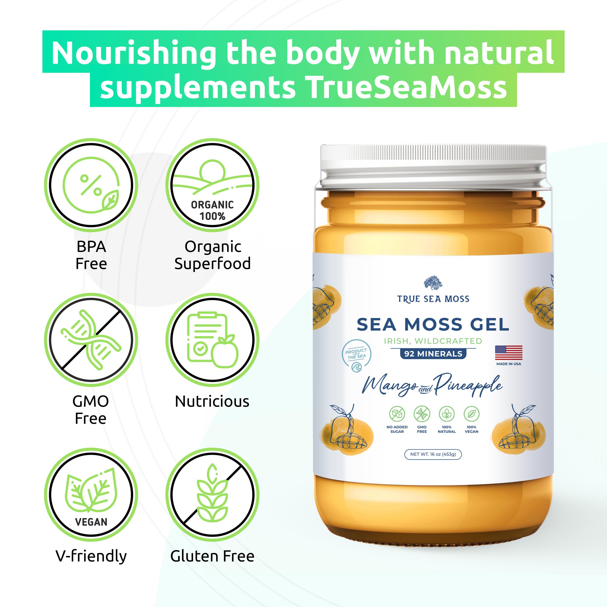 TrueSeaMoss Wildcrafted Irish Sea Moss Gel –7 Flavors- Nutritious Organic Raw TrueSeaMoss buy supplements canada