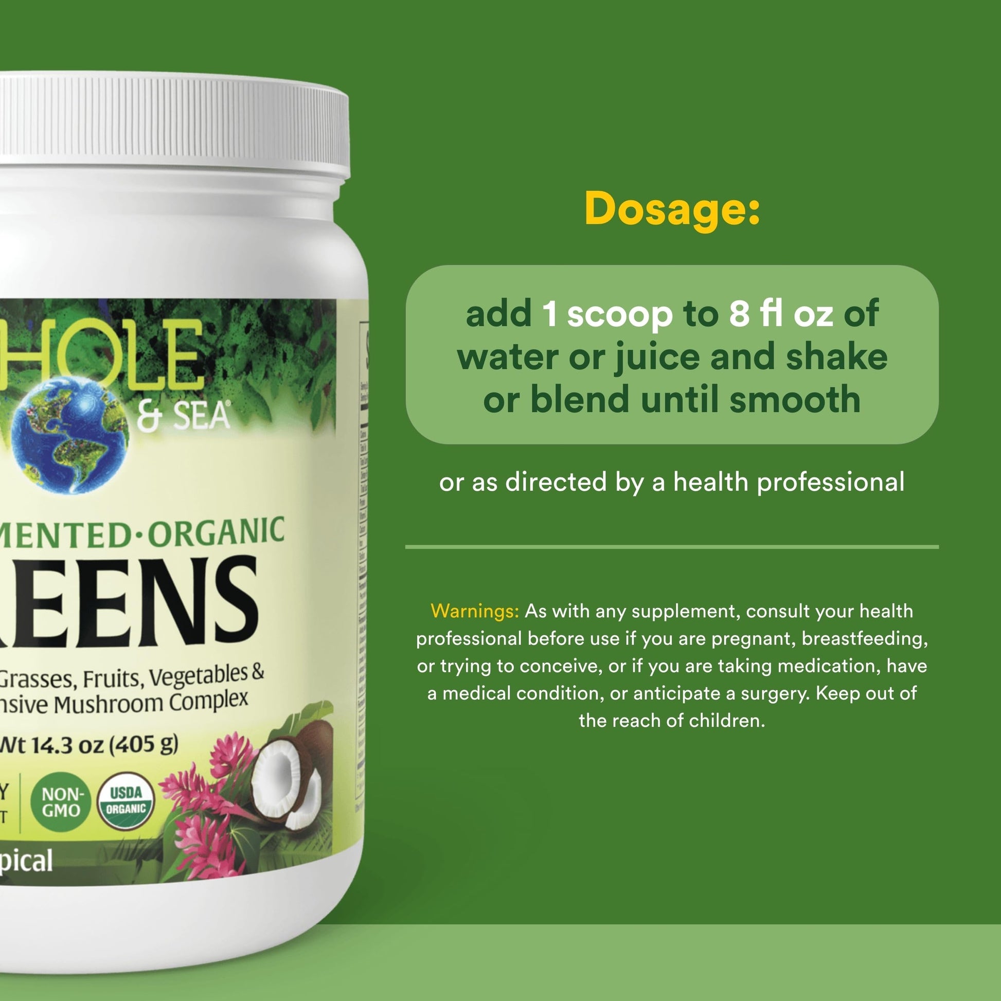 Whole Earth & Sea from Natural Factors, Organic Fermented Greens, Vegan Whole Food Supplement, Tropical, 14.3 Oz Natural Factors buy supplements canada