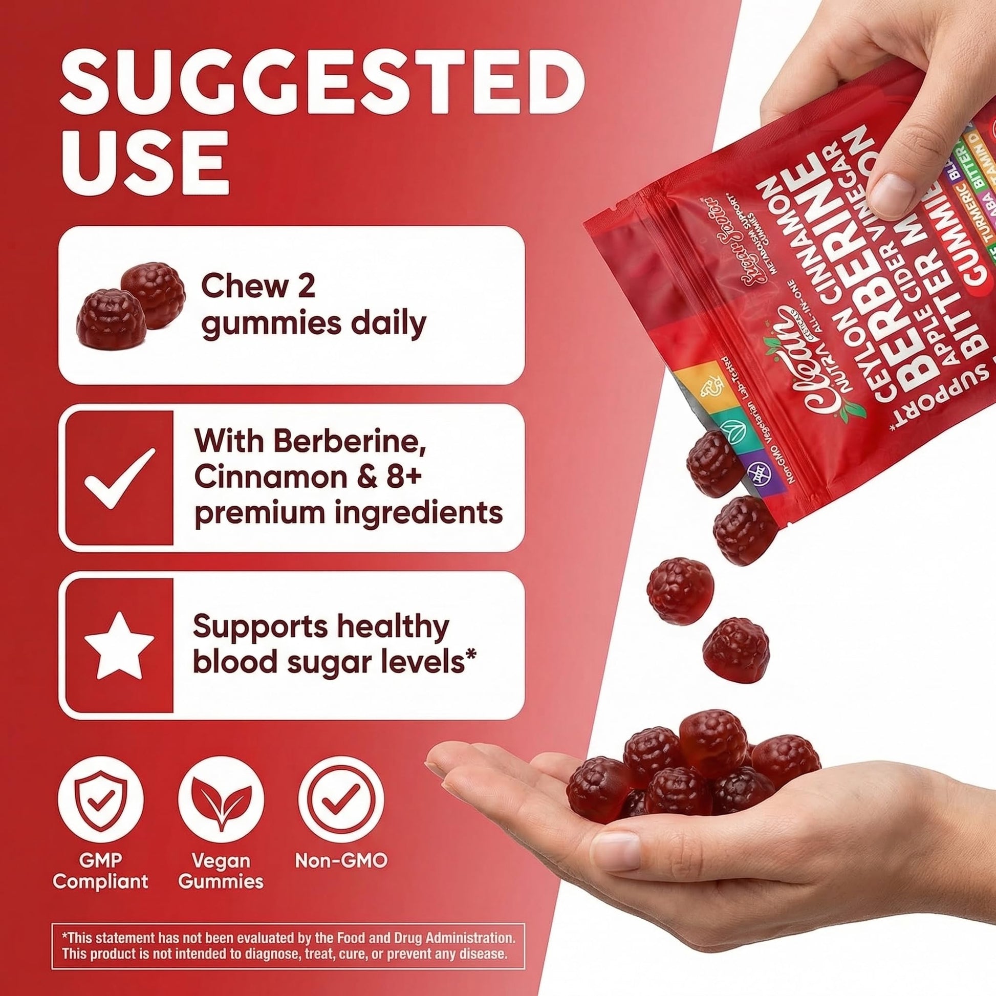 Sugar Savior Ceylon Cinnamon Berberine Gummies Apple Cider Vinegar Artichoke Turmeric Blueberry Ginseng Banaba Bitter Melon Black Pepper Vitamin D Zinc GLP1 Gummies 60 Count by Clean Nutra Clean Nutraceuticals buy supplements canada