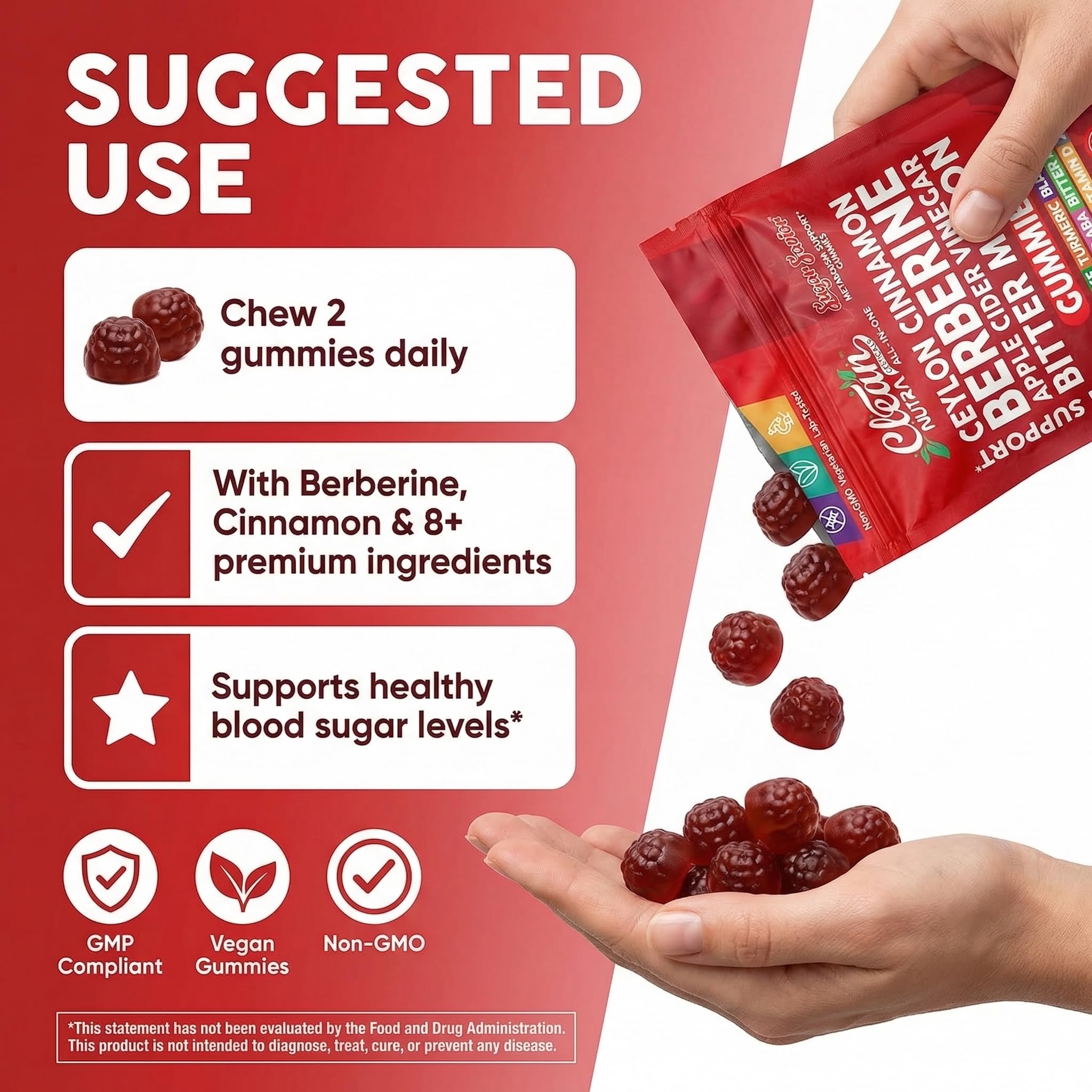 Sugar Savior Ceylon Cinnamon Berberine Gummies Apple Cider Vinegar Artichoke Turmeric Blueberry Ginseng Banaba Bitter Melon Black Pepper Vitamin D Zinc GLP1 Gummies 60 Count by Clean Nutra Clean Nutraceuticals buy supplements canada