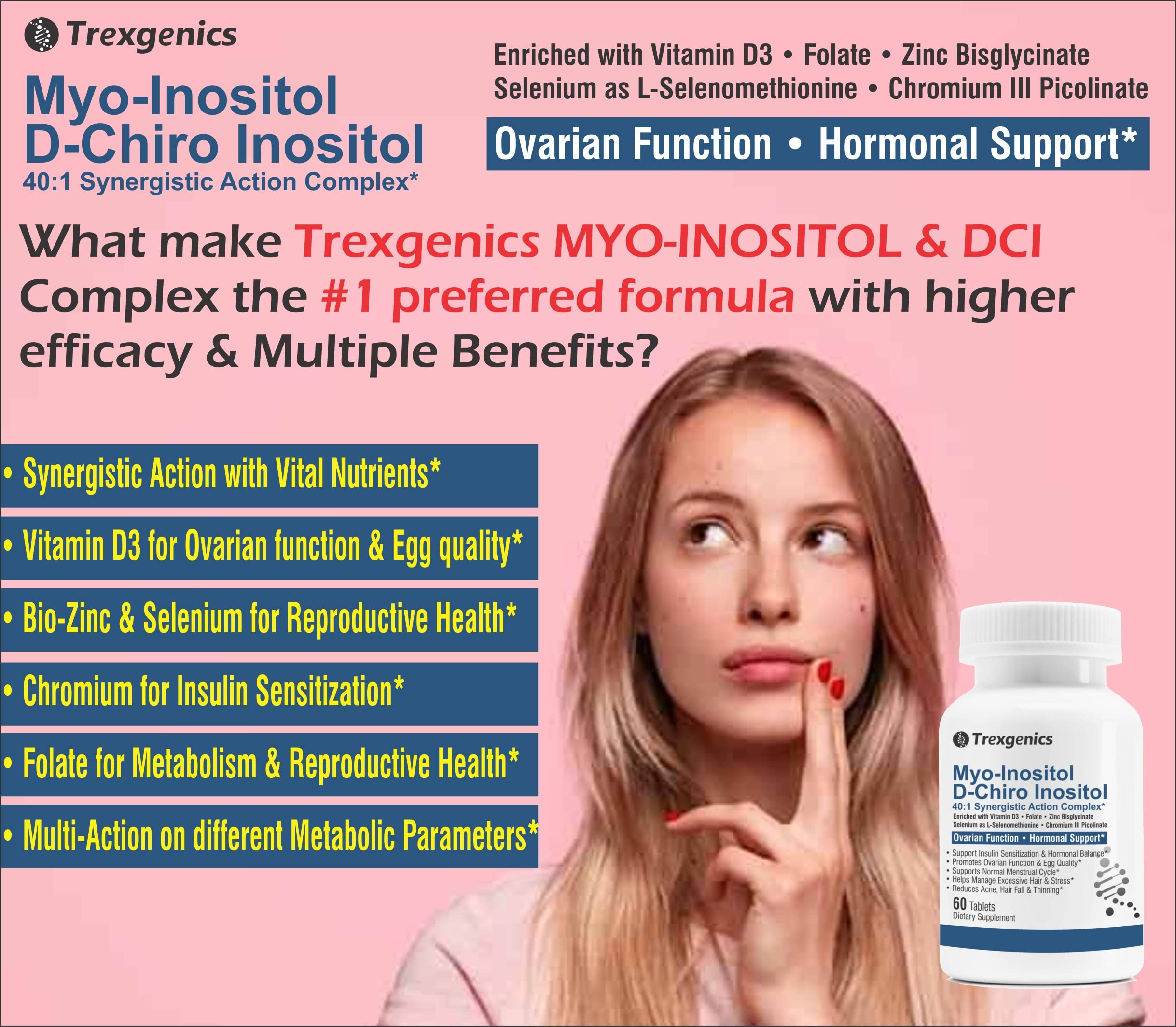 Trexgenics SYNERGISTIC & ADVANCED PCOS Support Myo-Inositol 1000 mg, D-Chiro Trexgenics buy supplements canada