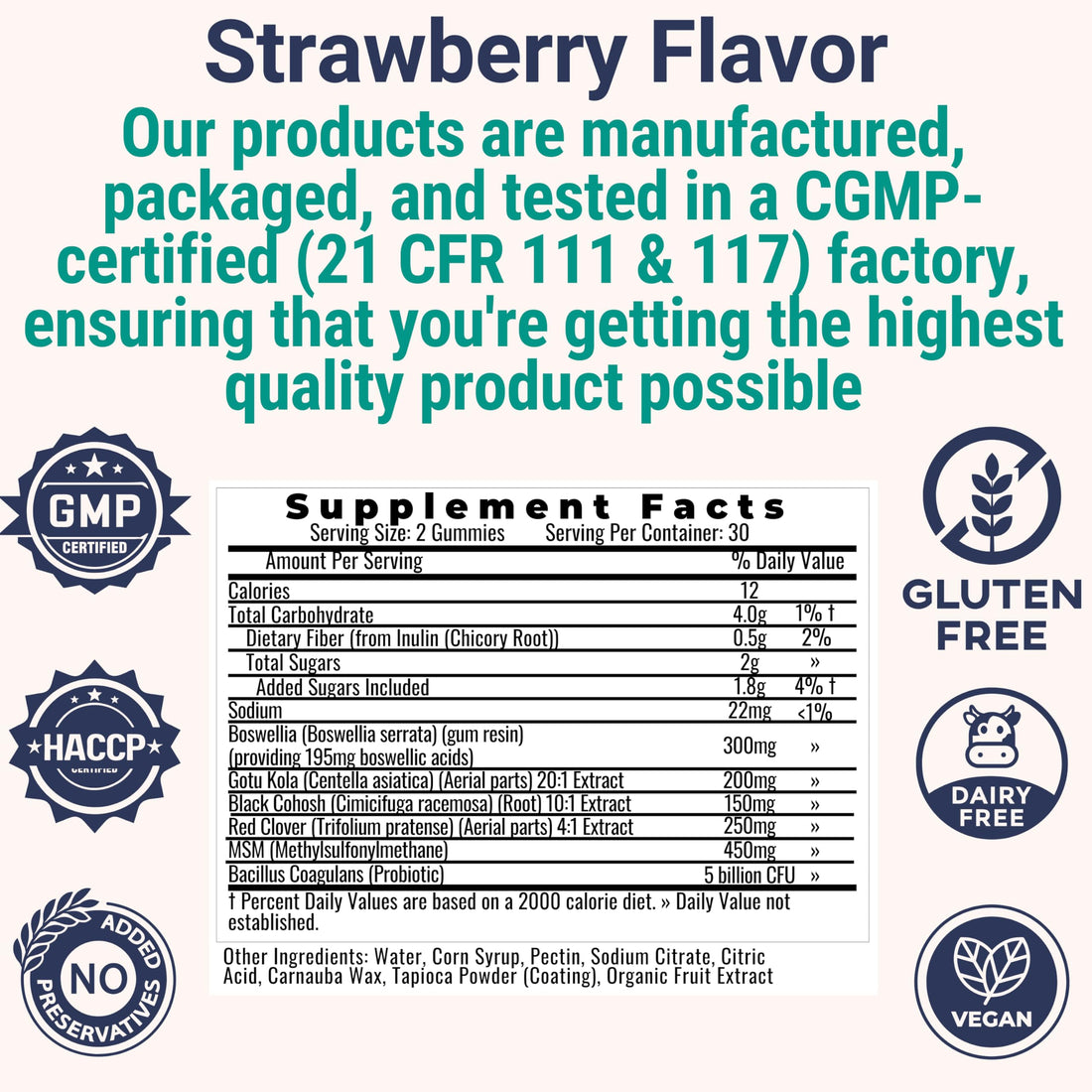 Boswellia Serrata Black Cohosh Gotu Kola Red Clover Extract Complex Gummies w. Probiotic Fiber (Chicory Root Inulin) MSM Methylsulfonylmethane, Supplement Alt for Organic Powder Capsules Tincture SHIZAM buy supplements canada