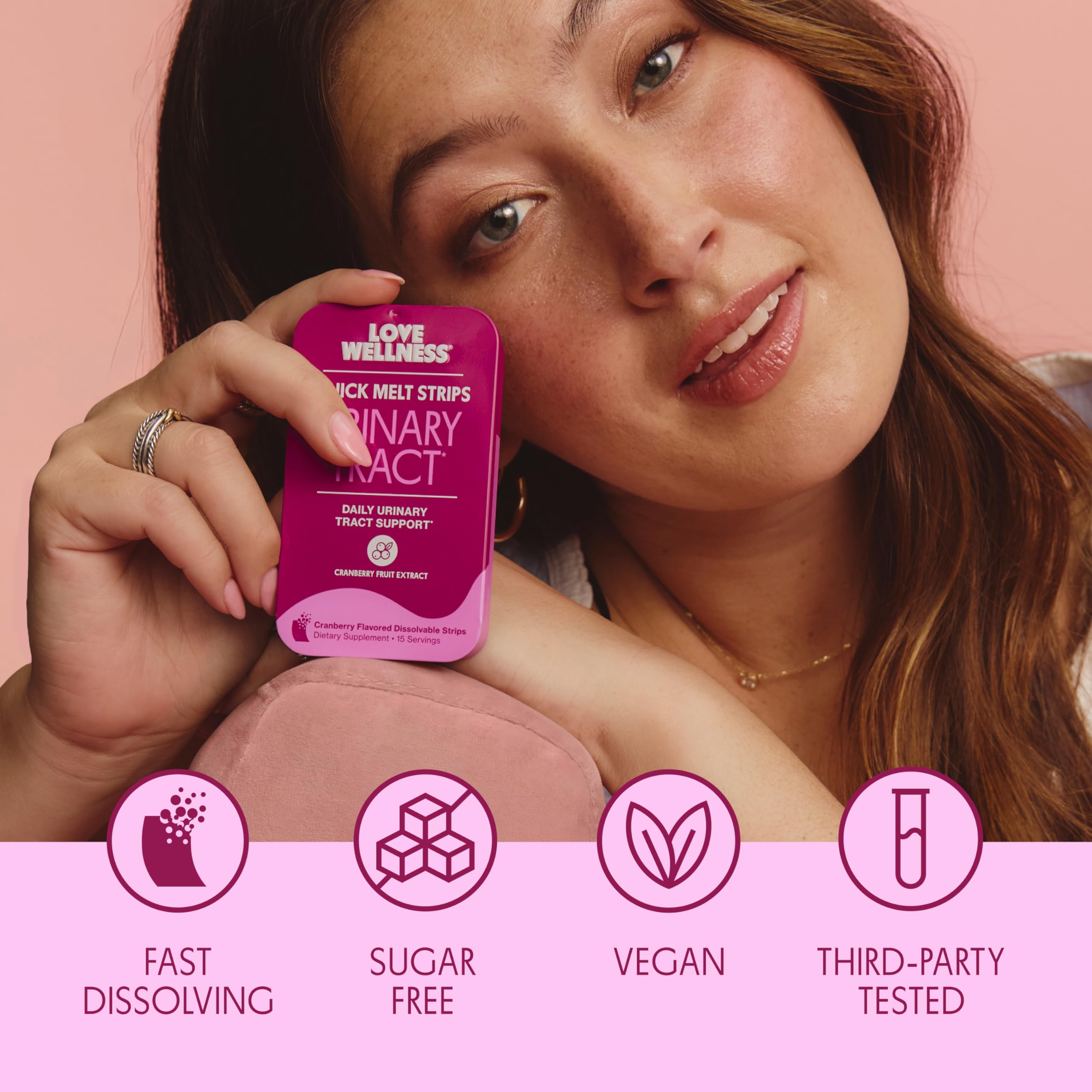 Love Wellness Urinary Tract* Quick Melt Strips - Fast-Dissolving UT Support with 36 mg PACs from Cranberry Fruit Extract - Promotes Urinary Health* - No Water Needed - Vegan and Sugar Free - 32 Strips Love Wellness buy supplements canada