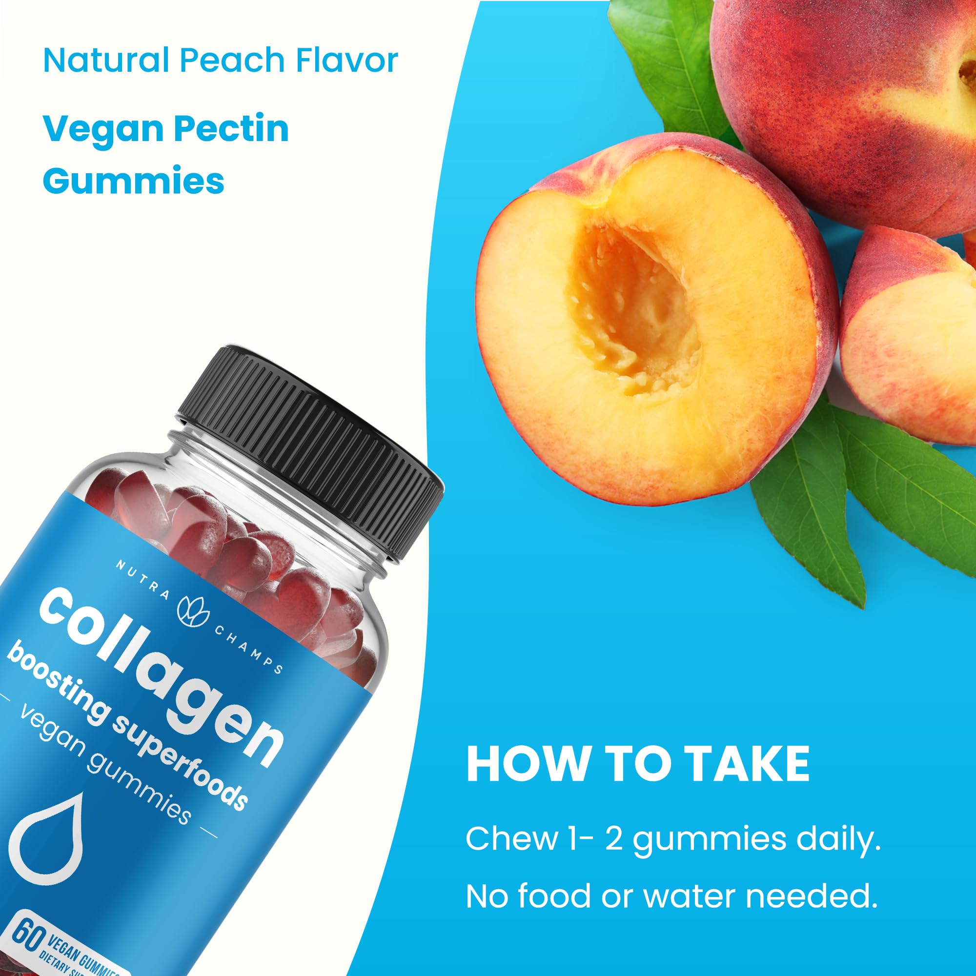 NutraChamps Collagen Boosting Gummies, Collagen Booster Gummy for Natural Collagen Production, Vegan Pectin Supplements Chews for Women & Men, NutraChamps buy supplements canada