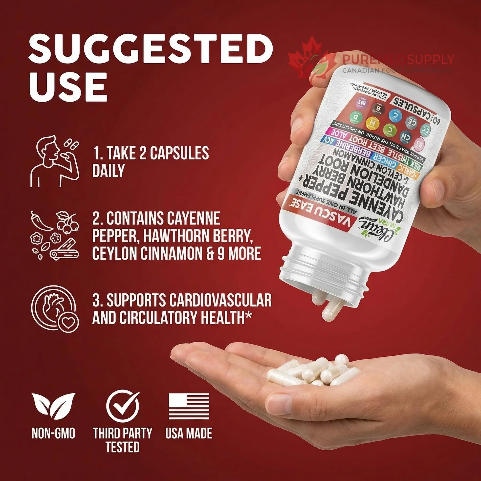 Clean Nutra Cayenne Pepper Capsules Supplement with Hawthorn Berry, Dandelion Root, Ceylon Cinnamon, Garlic, Ginger, Berberine, Apple Cider Vinegar, Milk Thistle, Beet Root, Aloe Vera Pills & More Clean Nutraceuticals buy supplements canada