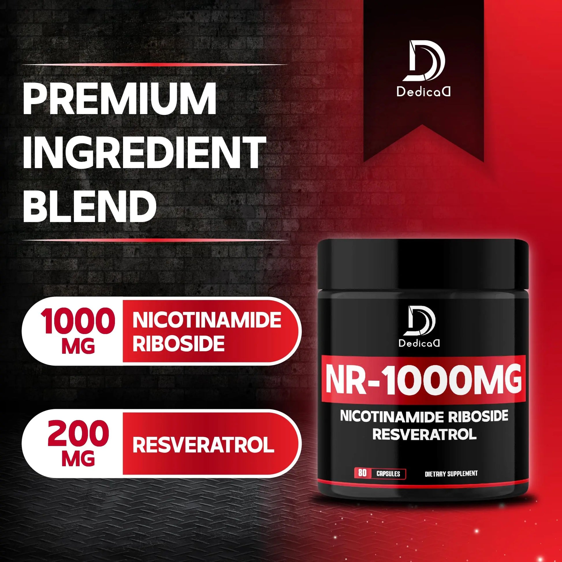 DEDICAD NAD Supplement with Nicotinamide Riboside and Trans Resveratrol - NR for Men & Women - 80 Capsules DEDICAD buy supplements canada
