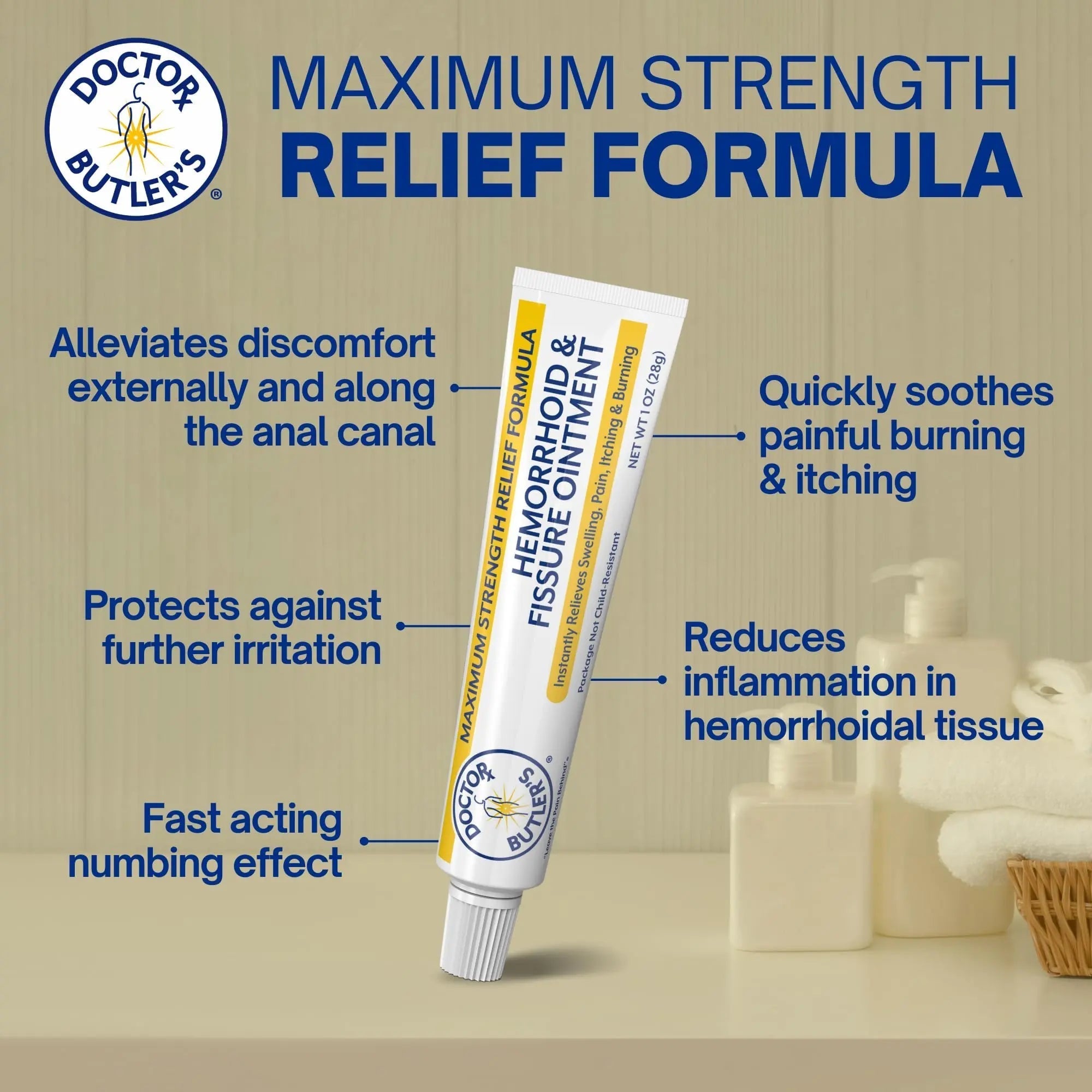 Doctor Butler’s Hemorrhoid & Fissure Ointment – Hemorrhoid Treatment and Hemorrhoid Cream with Lidocaine and Phenylephrine HCI for Fast Acting Relief of Pain, Swelling, Discomfort, and Itching (1 oz.) Doctor Butler's buy supplements canada