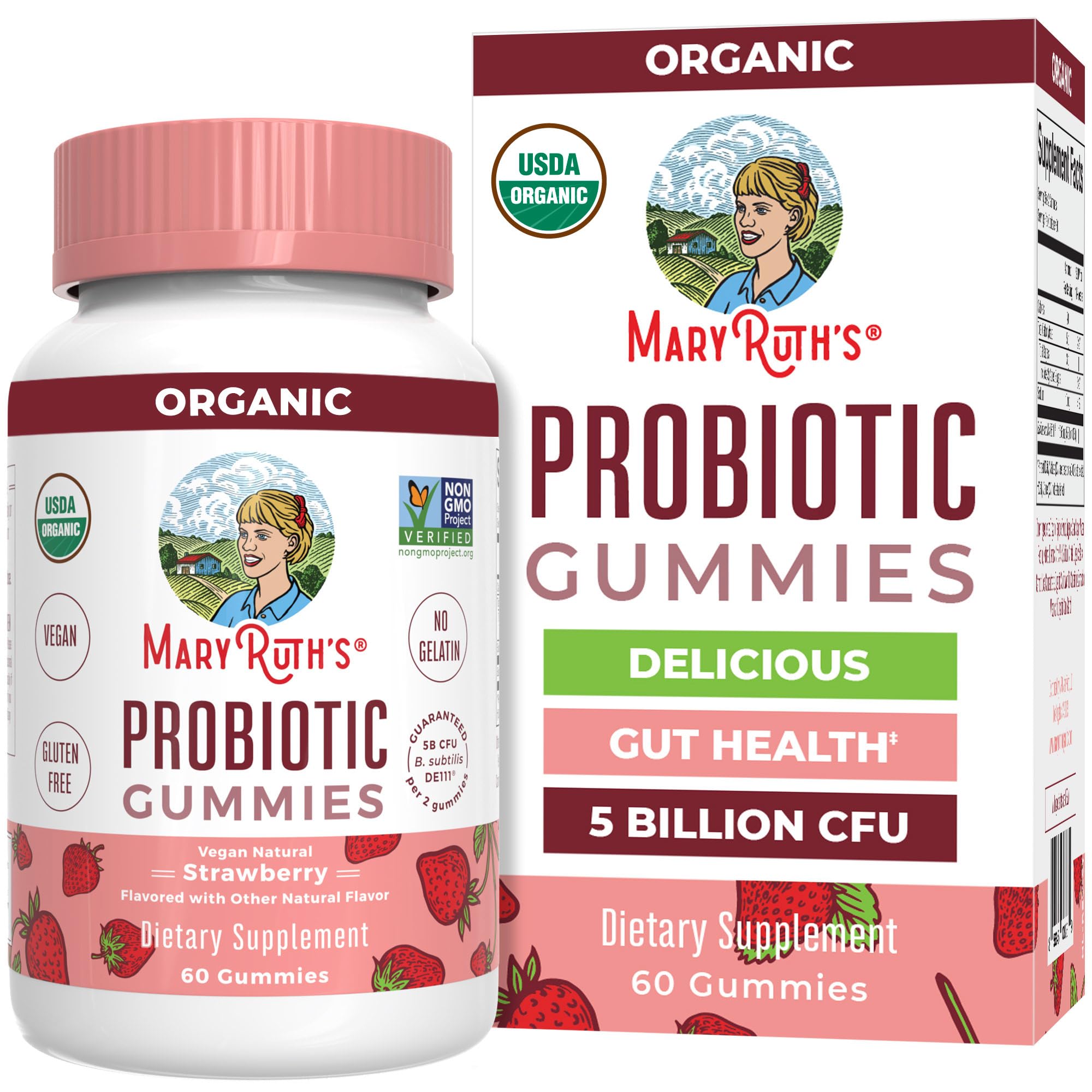 MaryRuth Organics USDA Organic Probiotic Gummies |Probiotics forWomen & Men Digestive Health & Gut Comfort Supplement 5 Billion CFU | Immune & Digestive Support | Vegan | Non-GMO | 60 Count MARYRUTH'S buy supplements canada