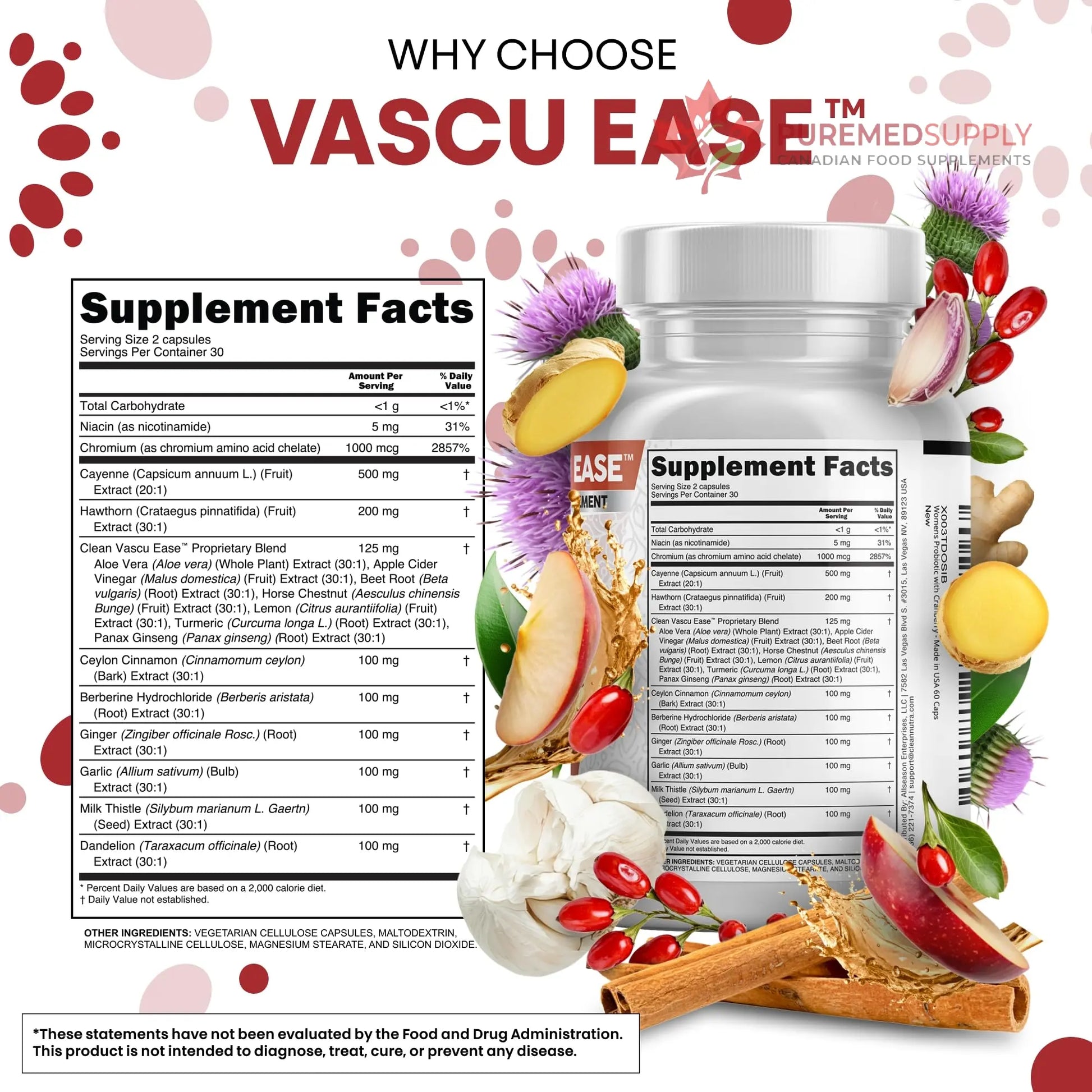 Clean Nutra Cayenne Pepper Capsules Supplement with Hawthorn Berry, Dandelion Root, Ceylon Cinnamon, Garlic, Ginger, Berberine, Apple Cider Vinegar, Milk Thistle, Beet Root, Aloe Vera Pills & More Clean Nutraceuticals buy supplements canada