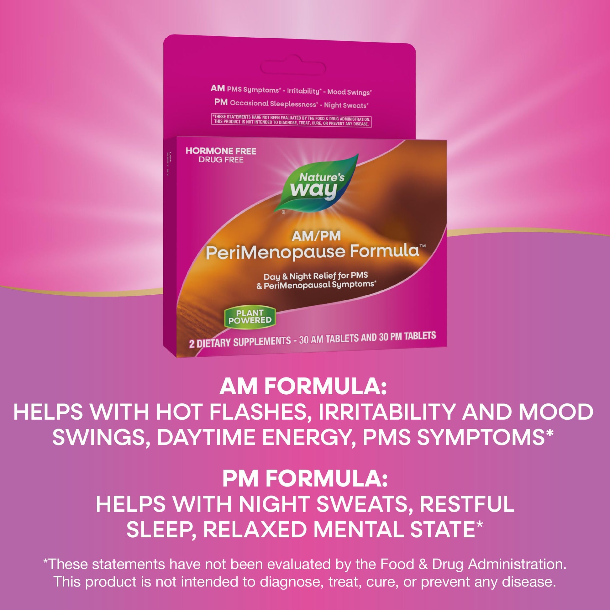 Nature's Way AM/PM PeriMenopause Formula, Perimenopause and PMS Symptom Support*, Hormone-Free, Hot Flashes*, PMS Symptoms*, Restful Sleep*, 30 AM & 30 PM Tablets Nature's Way buy supplements canada