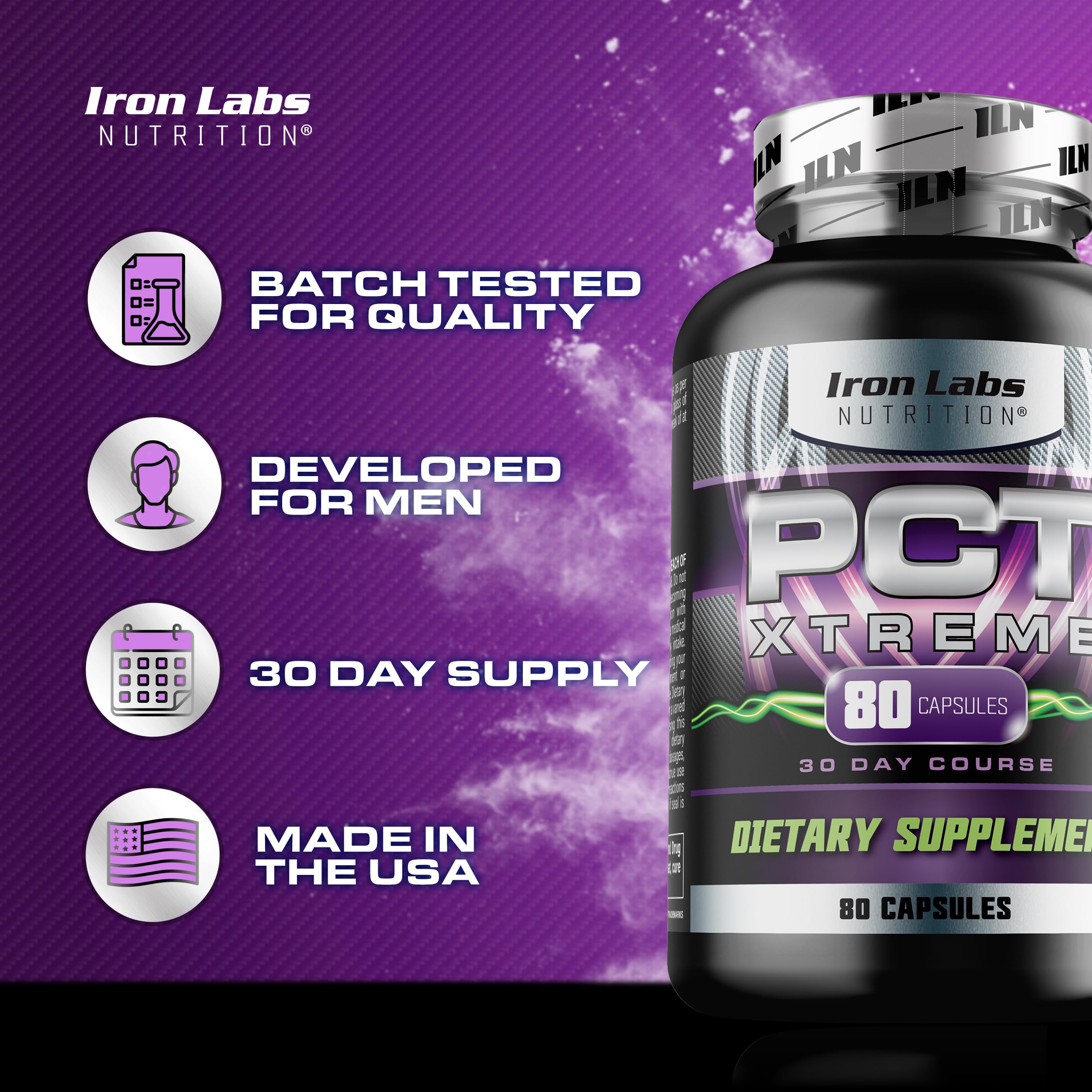 Iron Labs Nutrition PCT Xtreme - PCT Supplement for Men - 30 Day Course - Post Cycle Support Booster (80 Capsules) Iron Labs Nutrition buy supplements canada